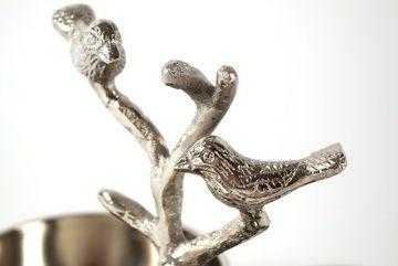Kobolo Dekoschale Dekoschale ZWEIG - Metall - silber - 21x27 cm (Motiv Zweig und Vogel)