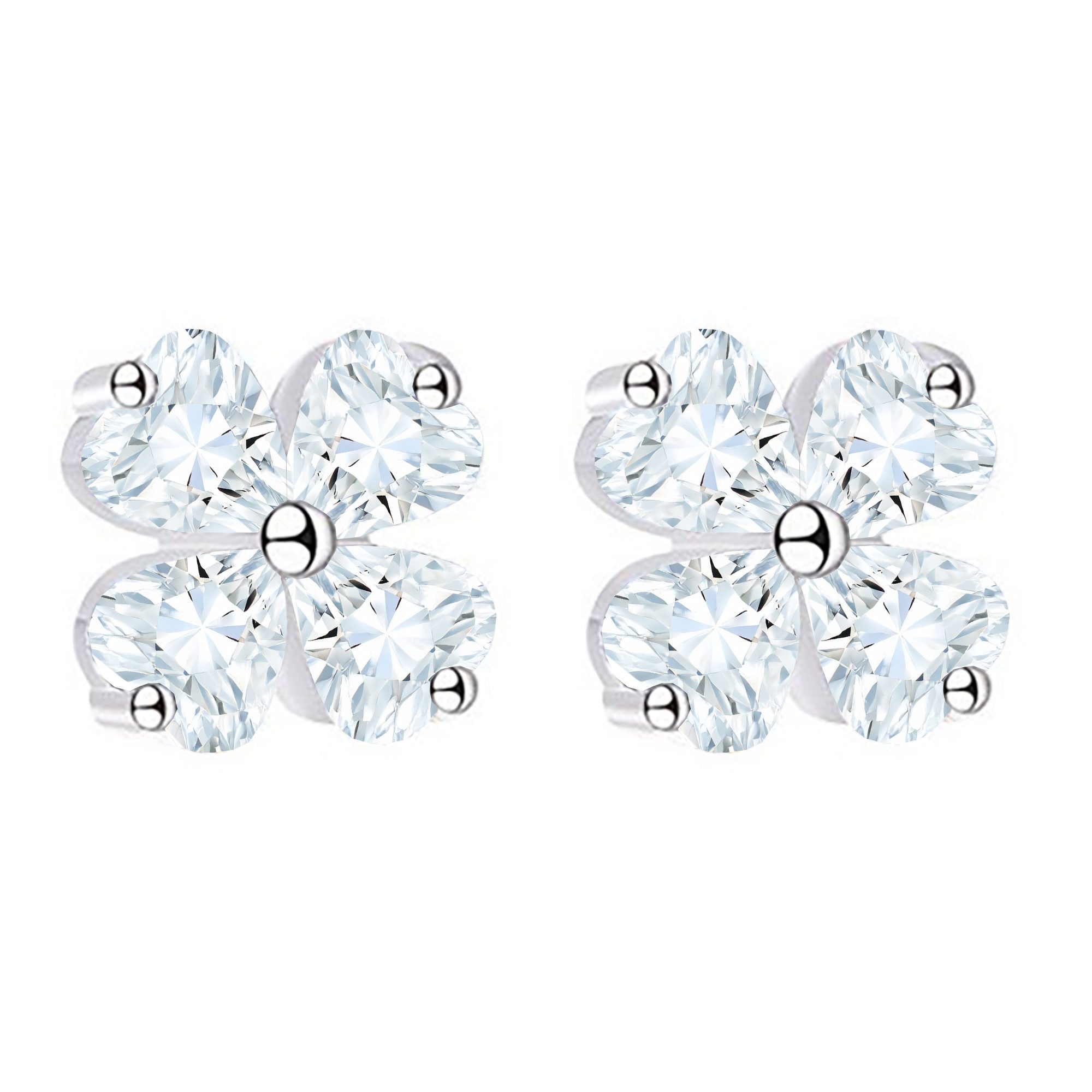 LÖB Paar Ohrstecker 925 Silber Ohrstecker Zirkonia Blumen Kleeblatt Herz Glitzer Ohrringe (Geschenke für Frauen Beste Freundin Mutter Mama Damen zum Geburtstag Weihnachten Weihnachtsgeschenke, Inkl. Schmuckbox), Silberohrringe Ohrschmuck Klassisch Elegant Strass Stein Brautschmuck