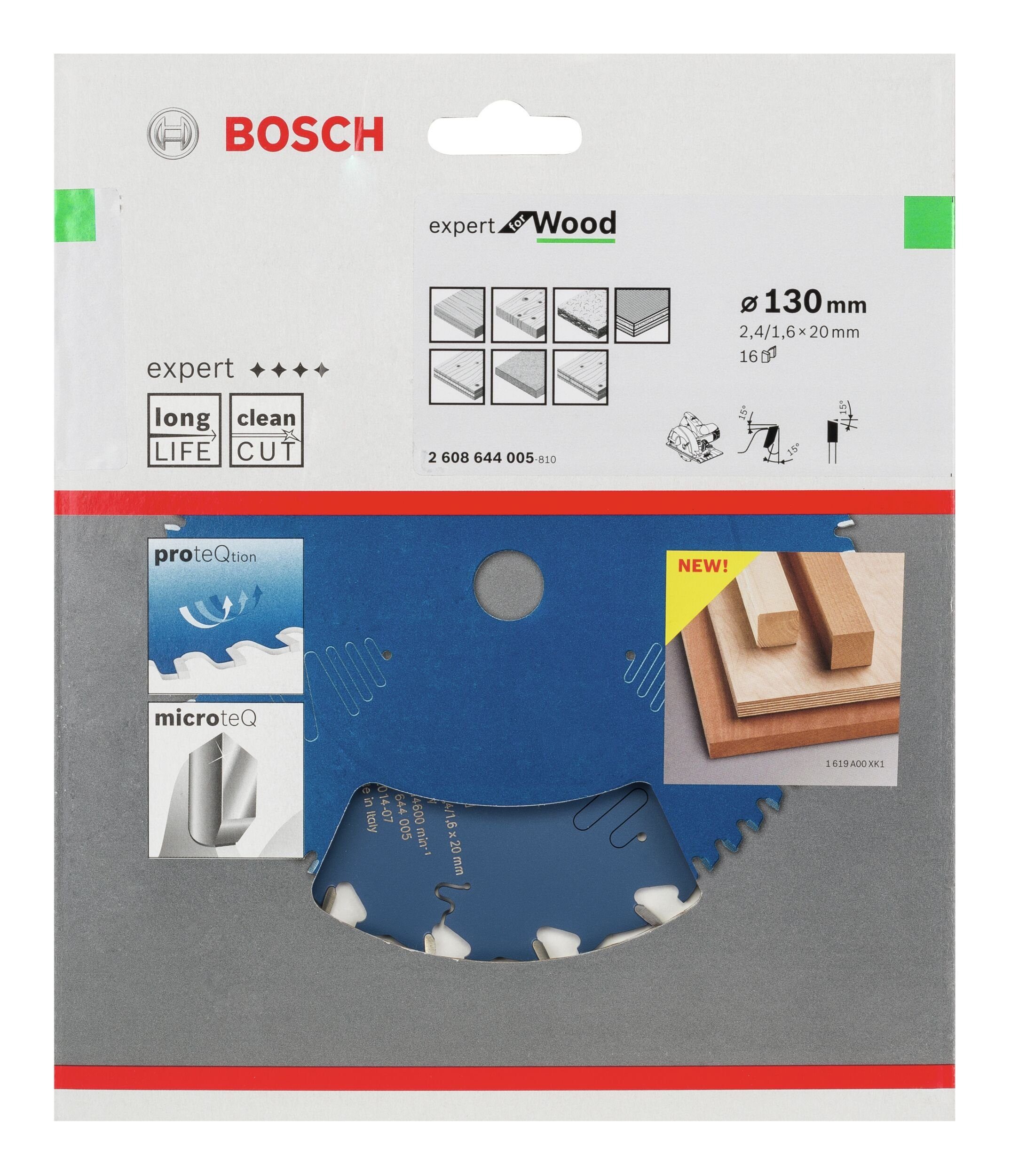 BOSCH 130 Wood mm - for Kreissägeblatt, x 16Z 2,4 20 x Expert