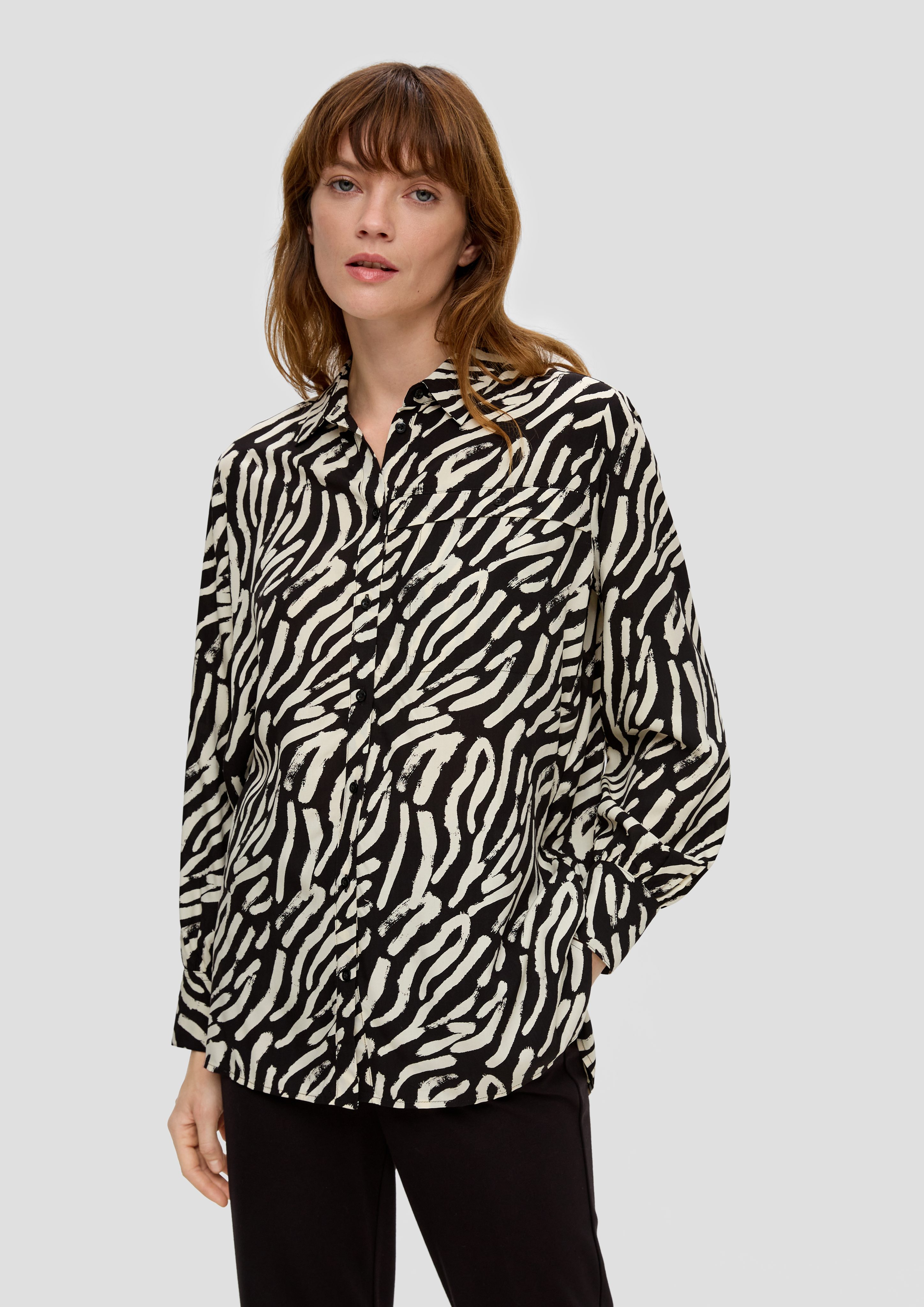 Langarmbluse Longbluse aus reiner Viskose