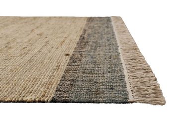 Teppich Viktor, Green Looop, rechteckig, Höhe: 4 mm, Handgewebter Jute-Teppich mit Baumwolle, natürliches Design, Fransen