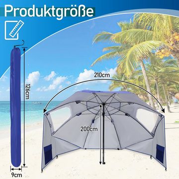 Bettizia Sonnenschirm Strandmuschel mit umbrella system UV-resistentes 50+ Strandzelt 2 in 1, Oxford