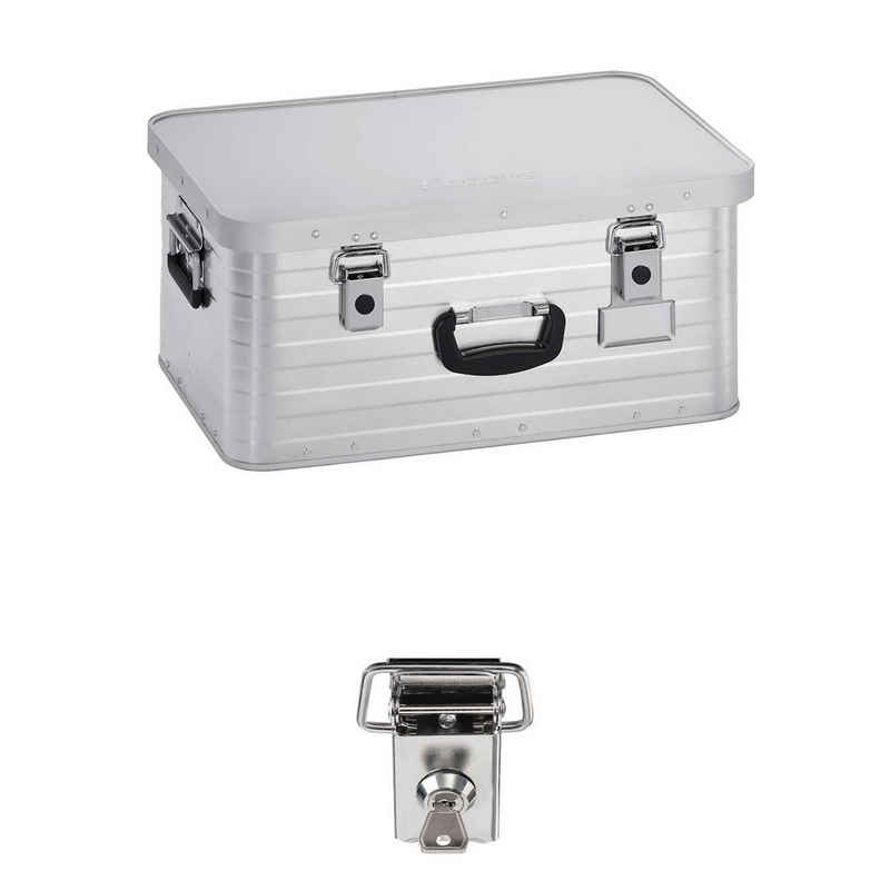 Enders® Aufbewahrungsbox Alubox 47 L +Schloss Set, hochwertig verarbeitet mit Moosgummidichtung, Alukiste Transportbox Lagerbox Alukoffer Metallkiste Alubox