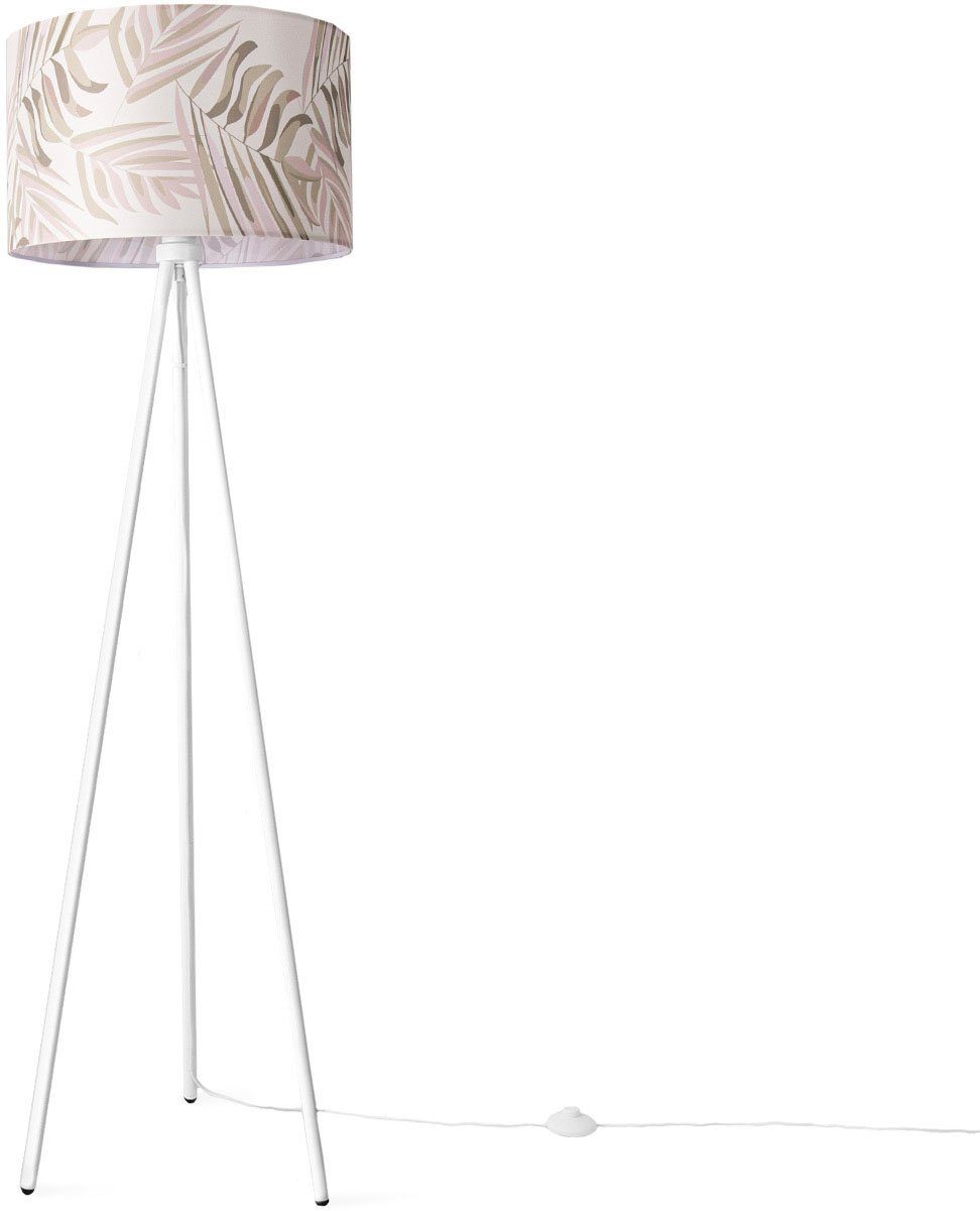 Paco Home Stehlampe Trina Kuba, Lampenschirm Beige Stehlampe Palme Stoff ohne Leuchtmittel, Wohnzimmer Schlafzimmer