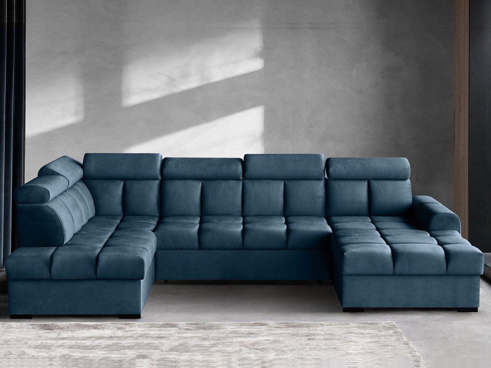 Beautysofa Polsterecke U-FORM Gomez U, mit verstellbaren Kopfstützen, Schlaffunktion und zwei Bettkasten