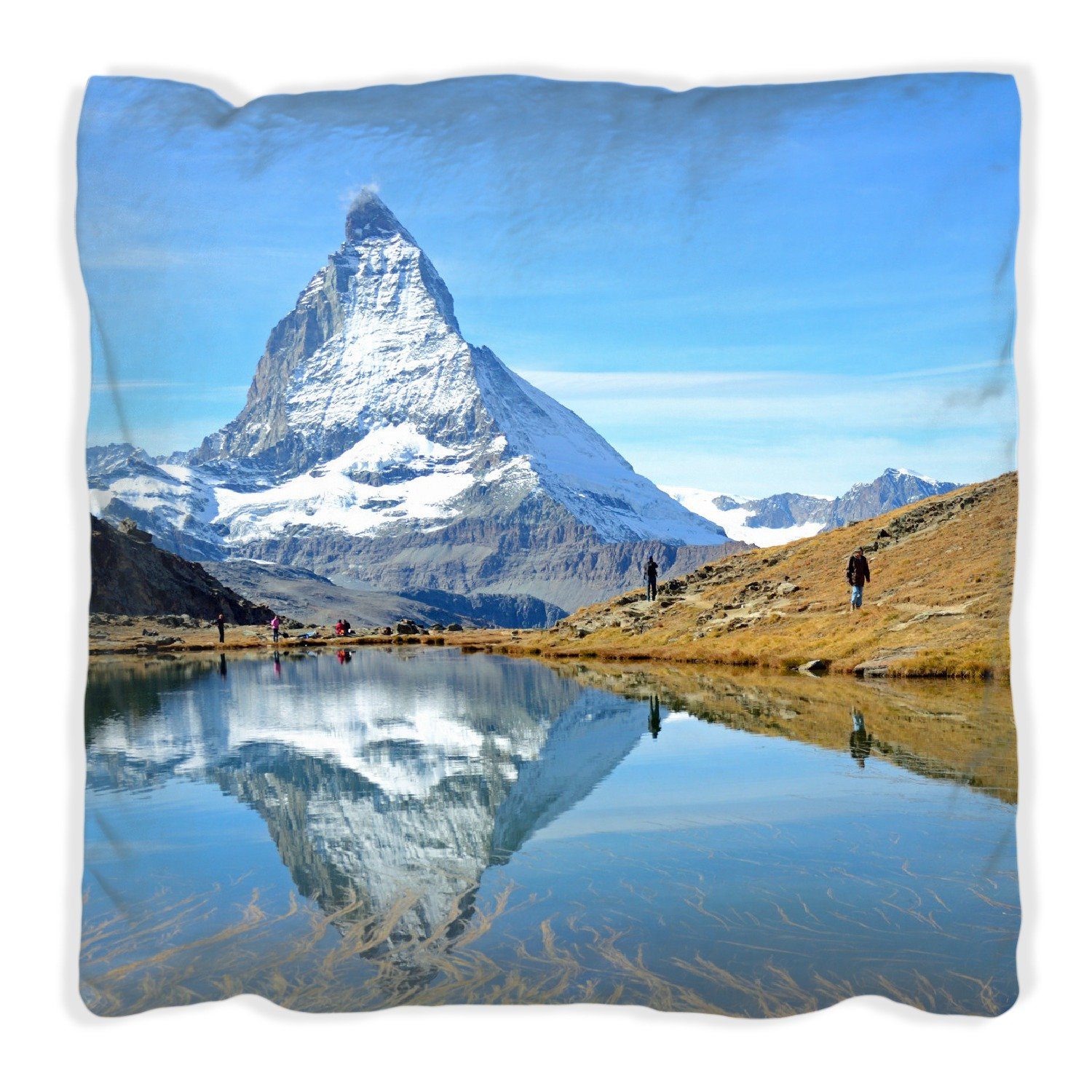 Wallario Dekokissen Matterhorn - Spiegelung im See, handgenäht