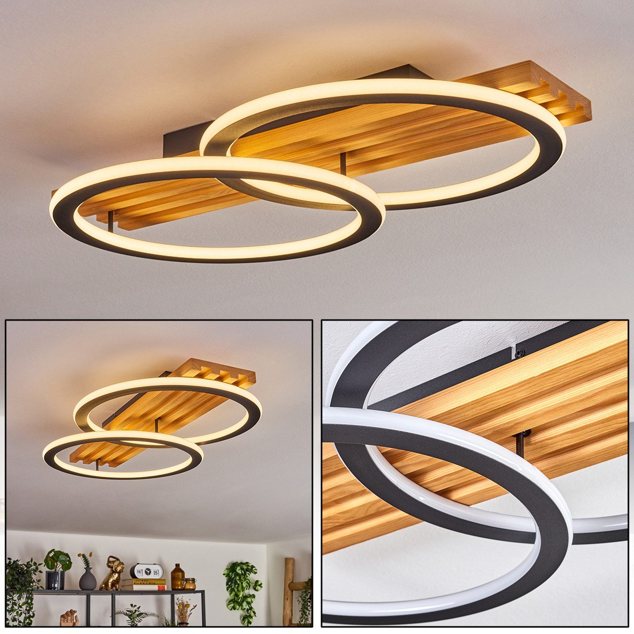 hofstein Deckenleuchte moderne Deckenlampe aus Holz/Metall/Kunststoff günstig online kaufen
