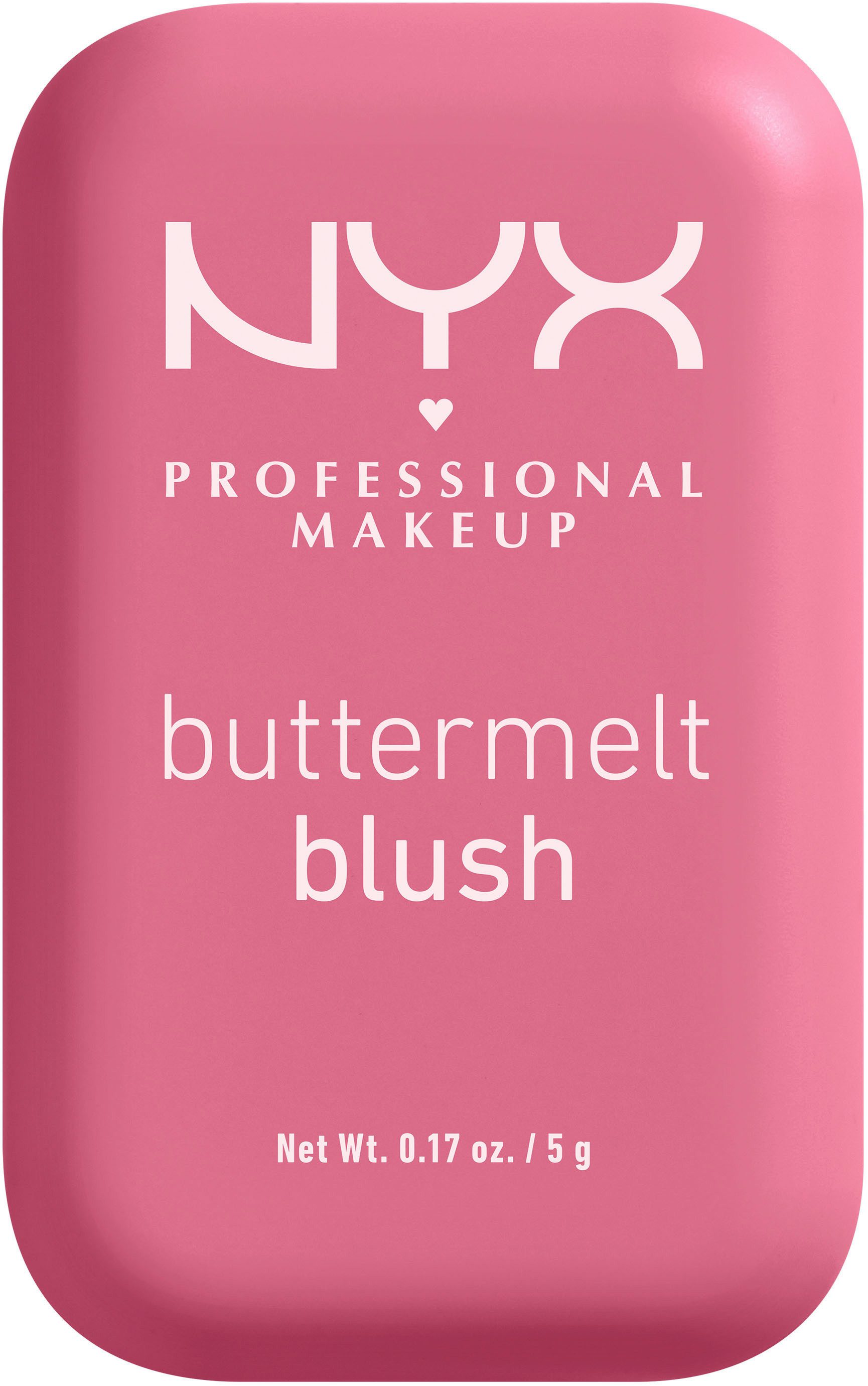NYX Rouge Makeup Buttermelt Blush, Cremige, leichte Textur, variable Deckkraft, pflegende Formel.