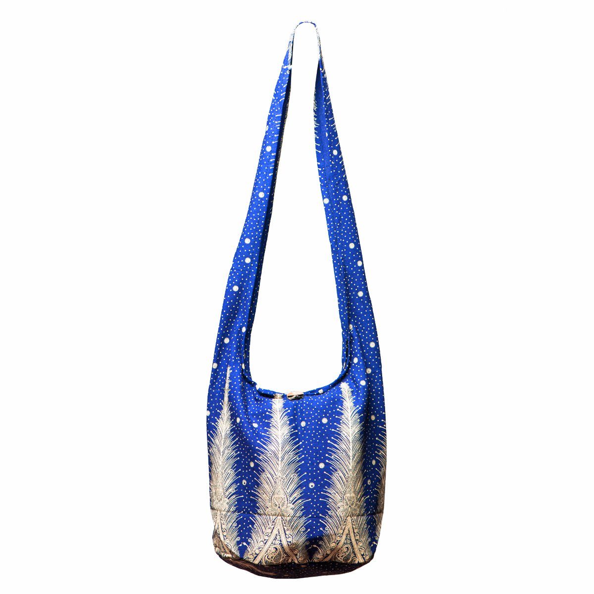 PANASIAM Windeltasche Handtasche Pfau im blau Innentasche mit Crossbody Design Stofftasche V Schulterbeutel reiner Baumwolle, als Umhängetasche aus Schultertasche