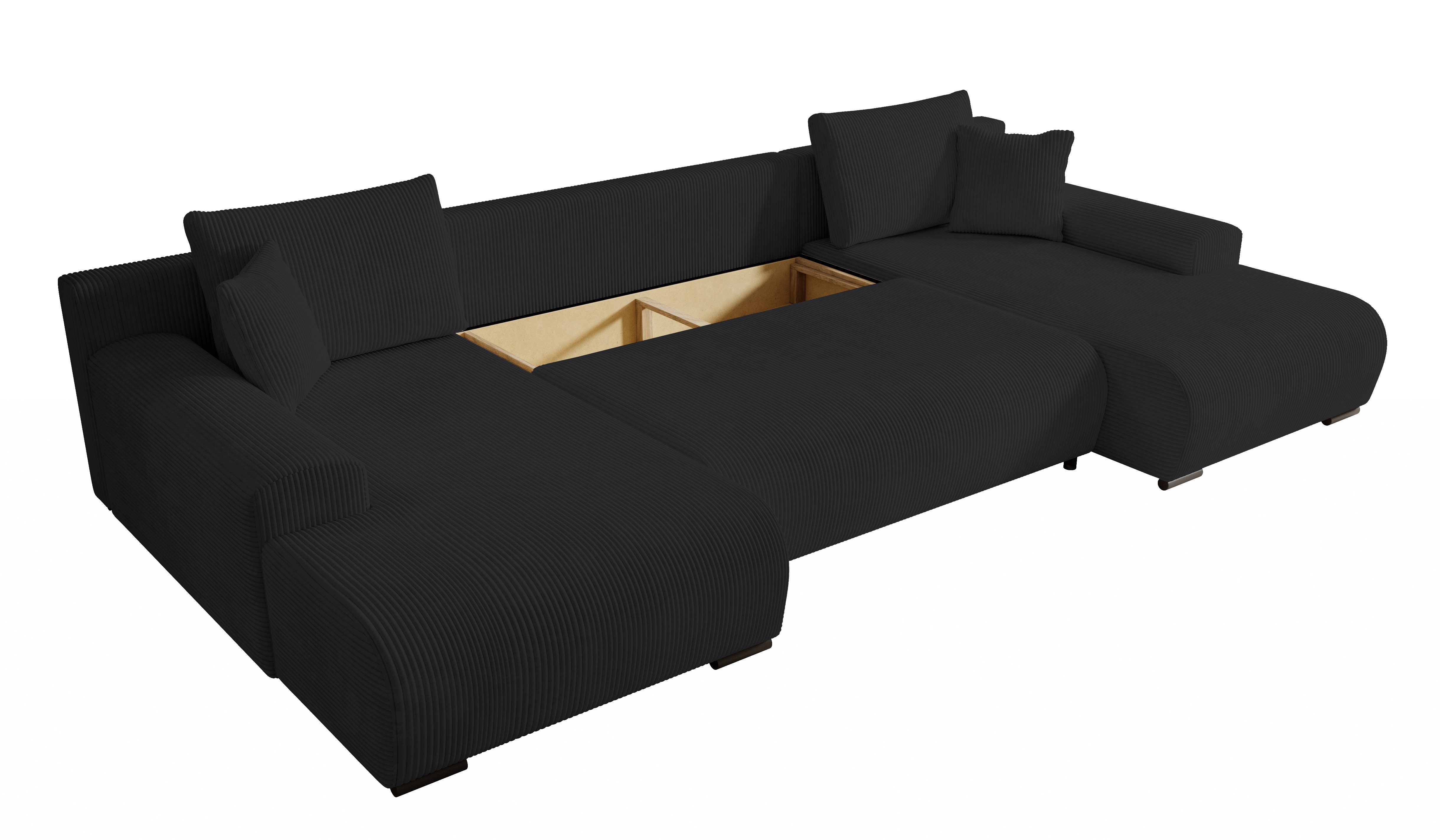 storez24 Ecksofa Ellen U, mit Bettkasten und Schlaffunktion, Cordstoff, U-Form, bequem