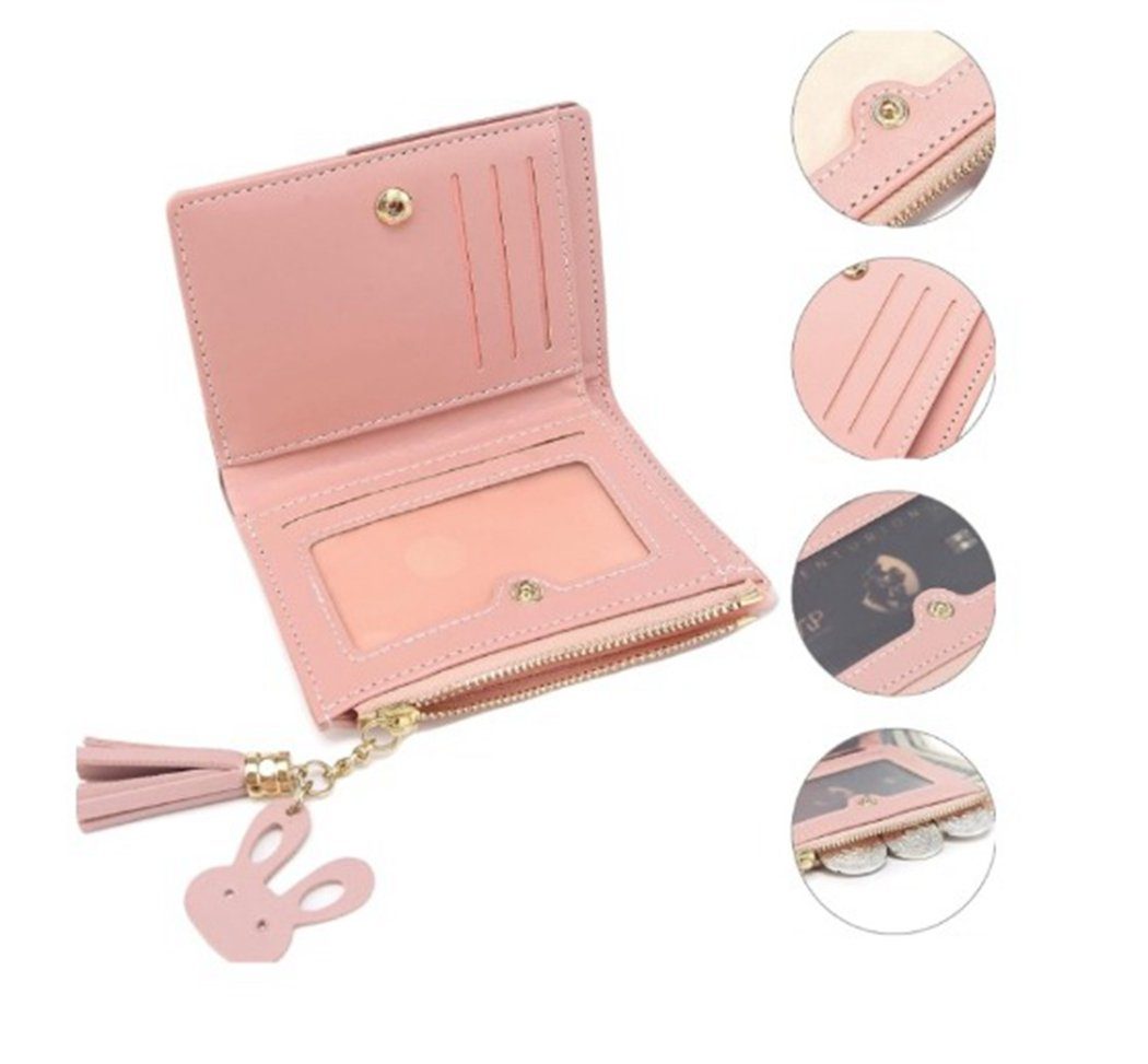 Reißverschluss kurze, mit TUABUR Geldbörse Geldbörse modische Damenbrieftasche, pink