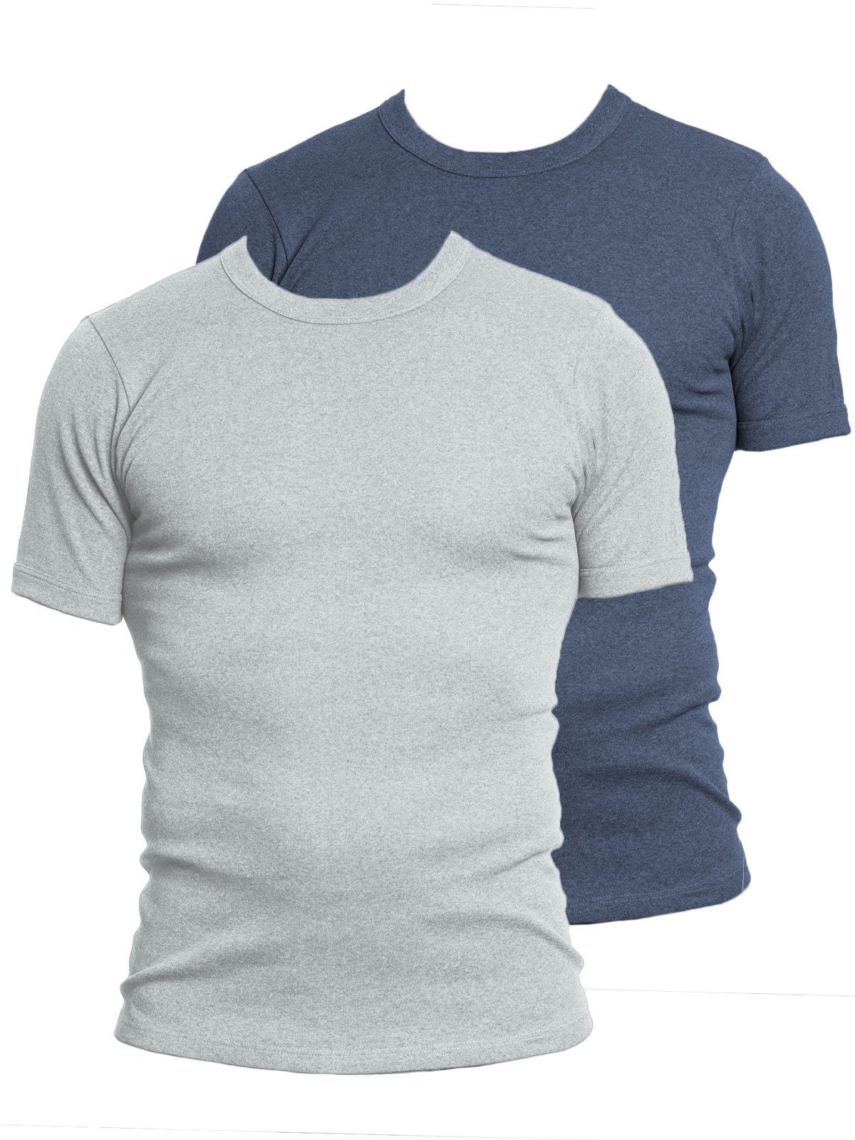 KUMPF Unterziehshirt 2er Sparpack Herren T-Shirt Workerwear (Spar-Set, 2-St) hohe Markenqualität blau-melange kiesel-melange