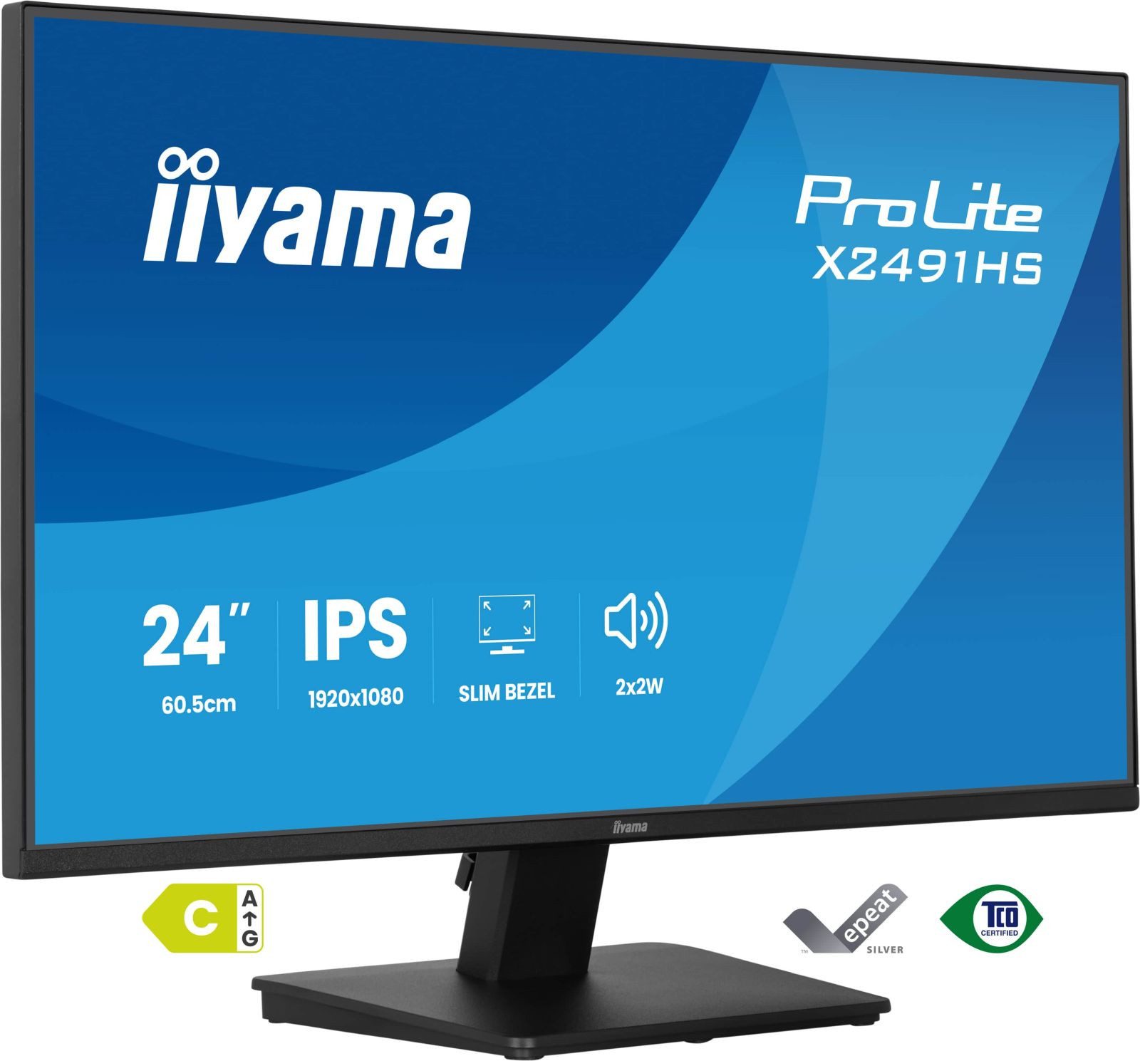 Iiyama 24 X2491HS-B1 HDMI DP TFT-Monitor (1920 x 1080 px, Full HD, 120 Hz, IPS, Adaptive-Sync, Lautsprecher, HDCP)