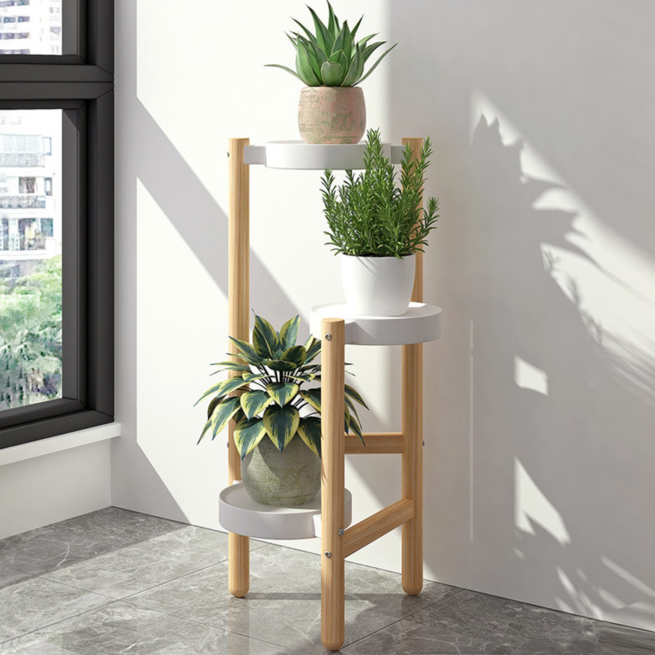 YINDN Blumenständer 3 Ablagen Holz Blumenhalter günstig online kaufen