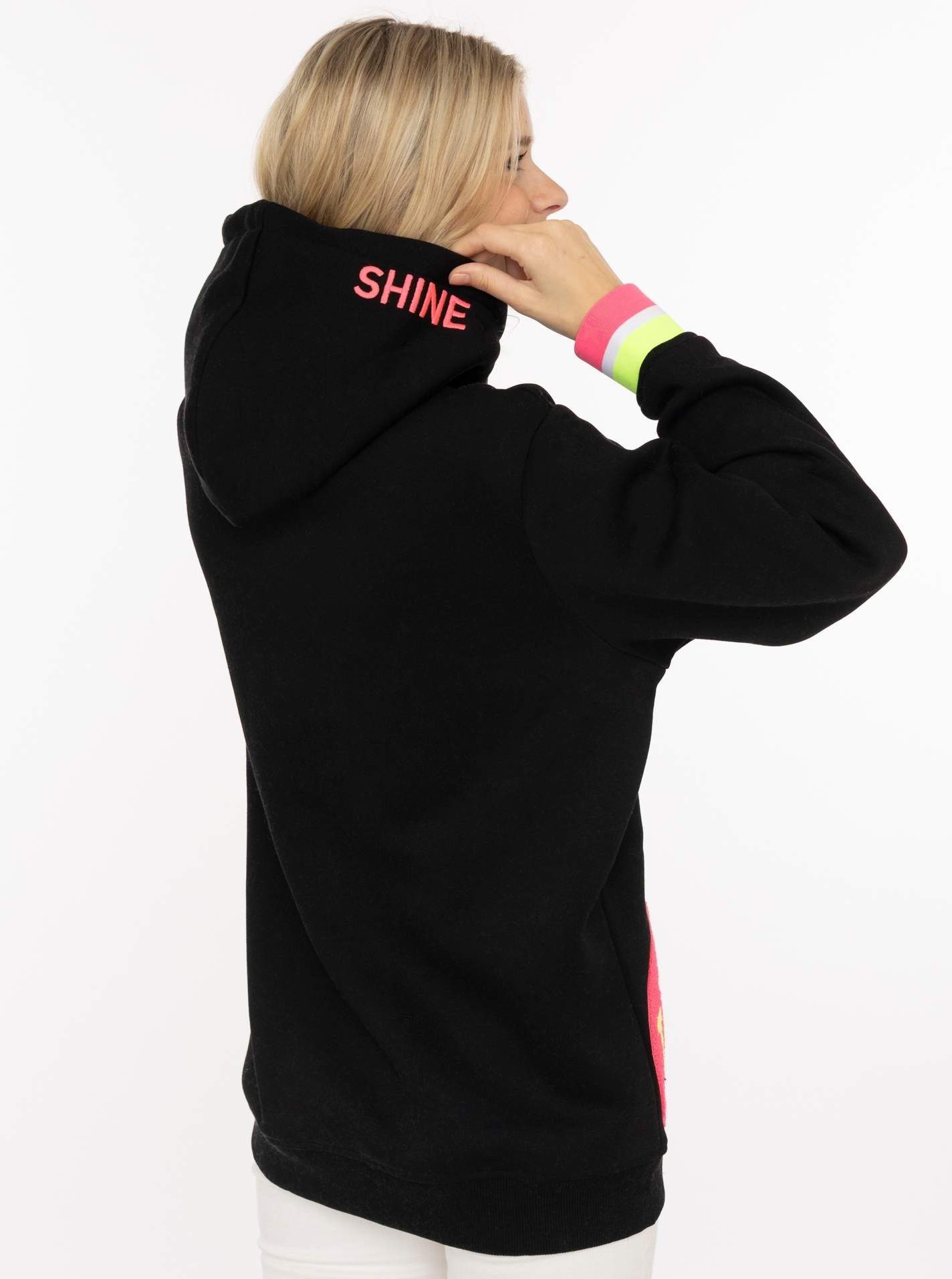 Zwillingsherz Hoodie "Always Happy" Smiley aus Frottee, Neon-Details, Kapuze, Langarm