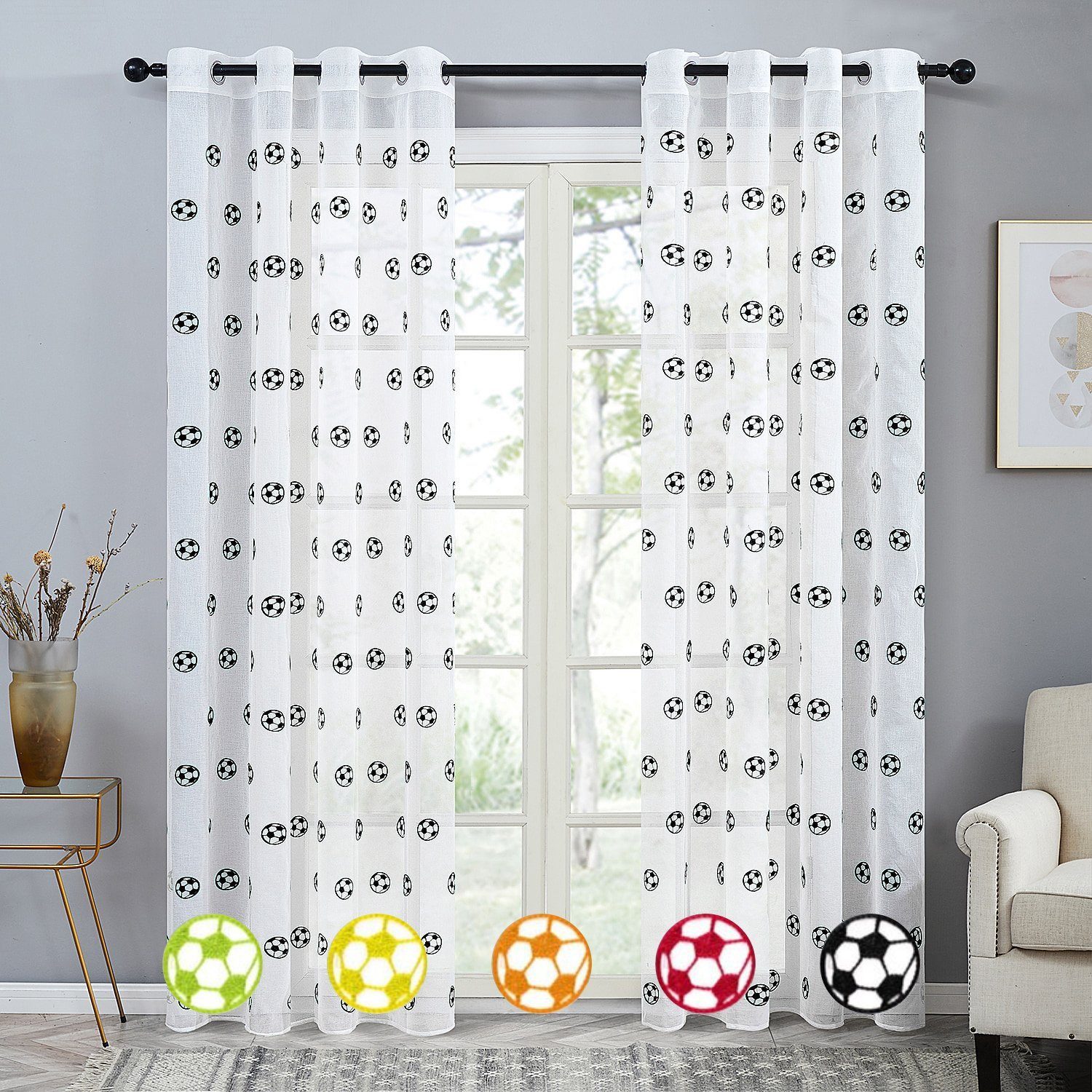 BYSURE Gardine (2 St), Ösen, halbtransparent, Polyester, bestickter Vorhäng günstig online kaufen