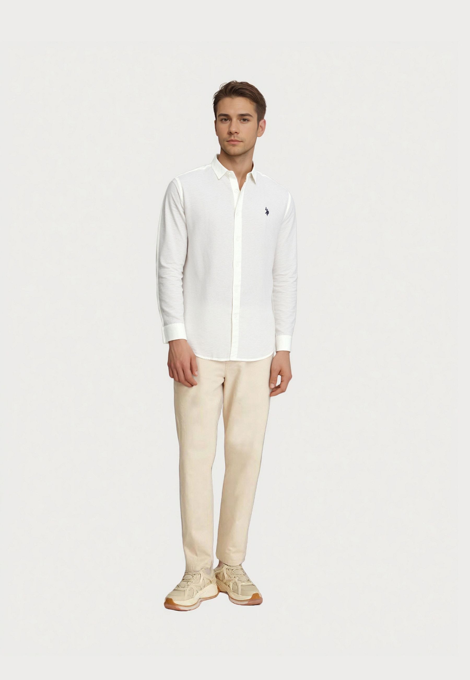 U.S. Polo Assn. Langarmhemd Hemd Shirt Button-Down Leinen (1-tlg)