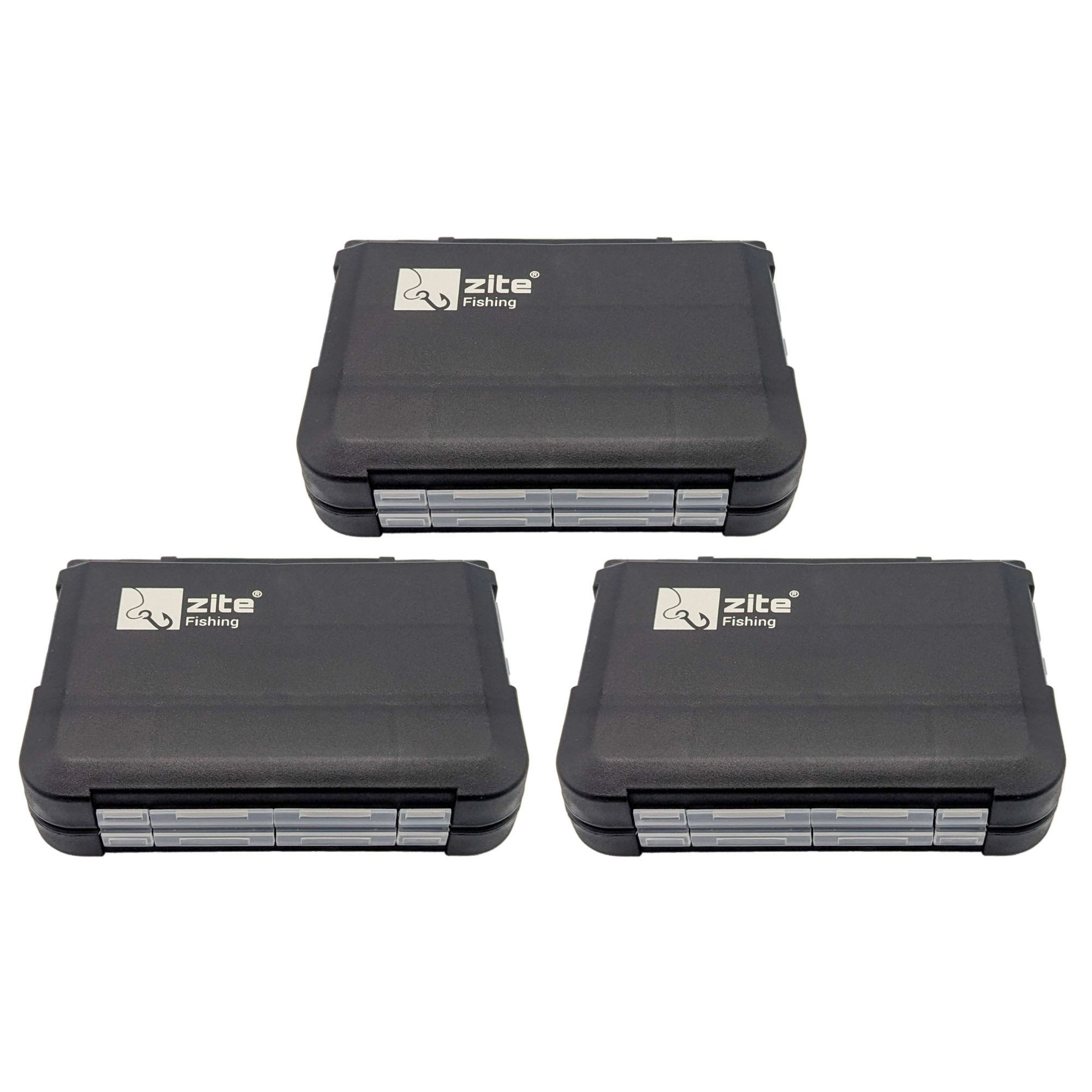 Zite Angelkoffer Pocket Tacklebox Schwarz 3STK im Set 16 Fächer einzeln schließbar