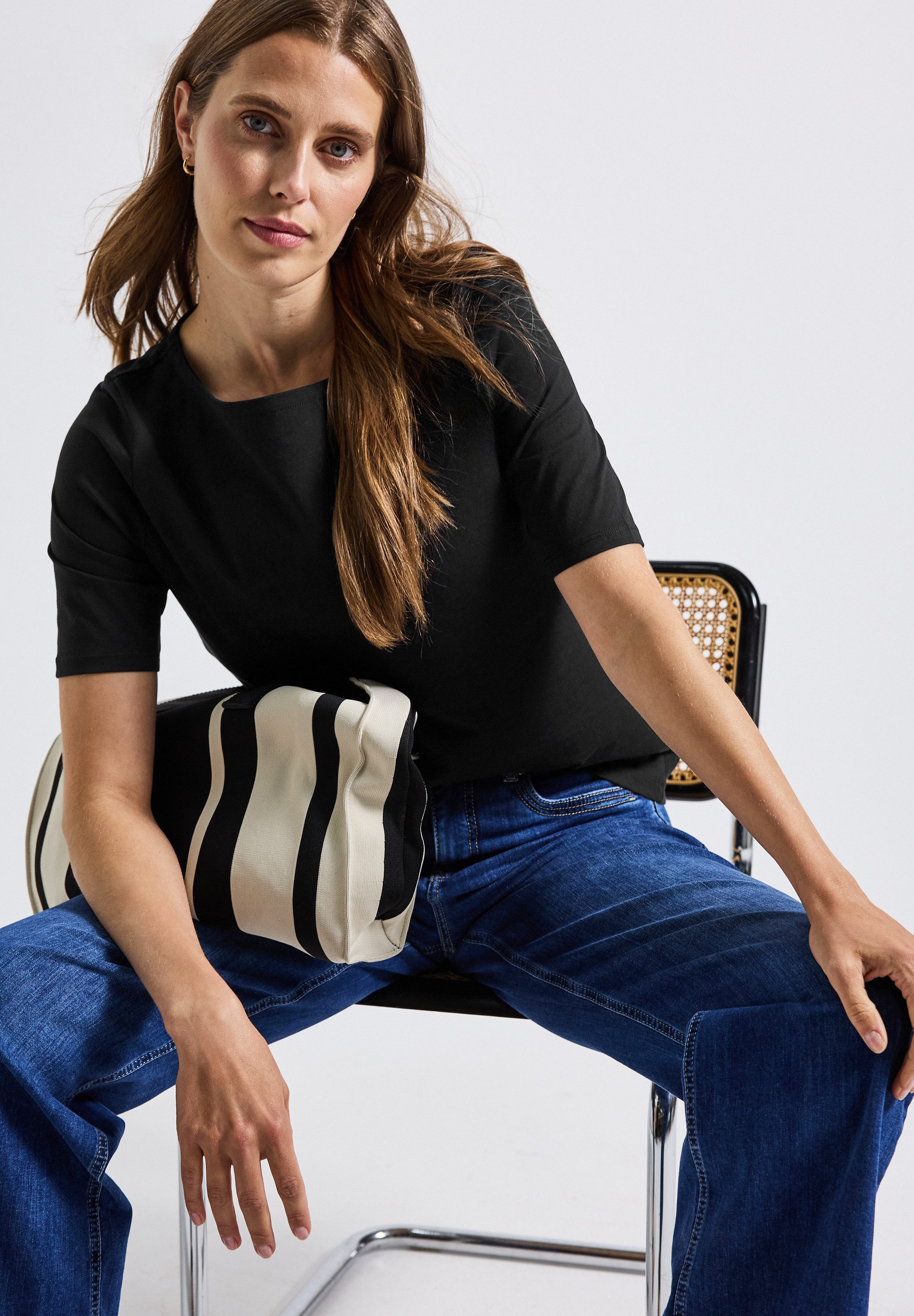 STREET ONE T-Shirt U-Boot Ausschnitt, Basic günstig online kaufen
