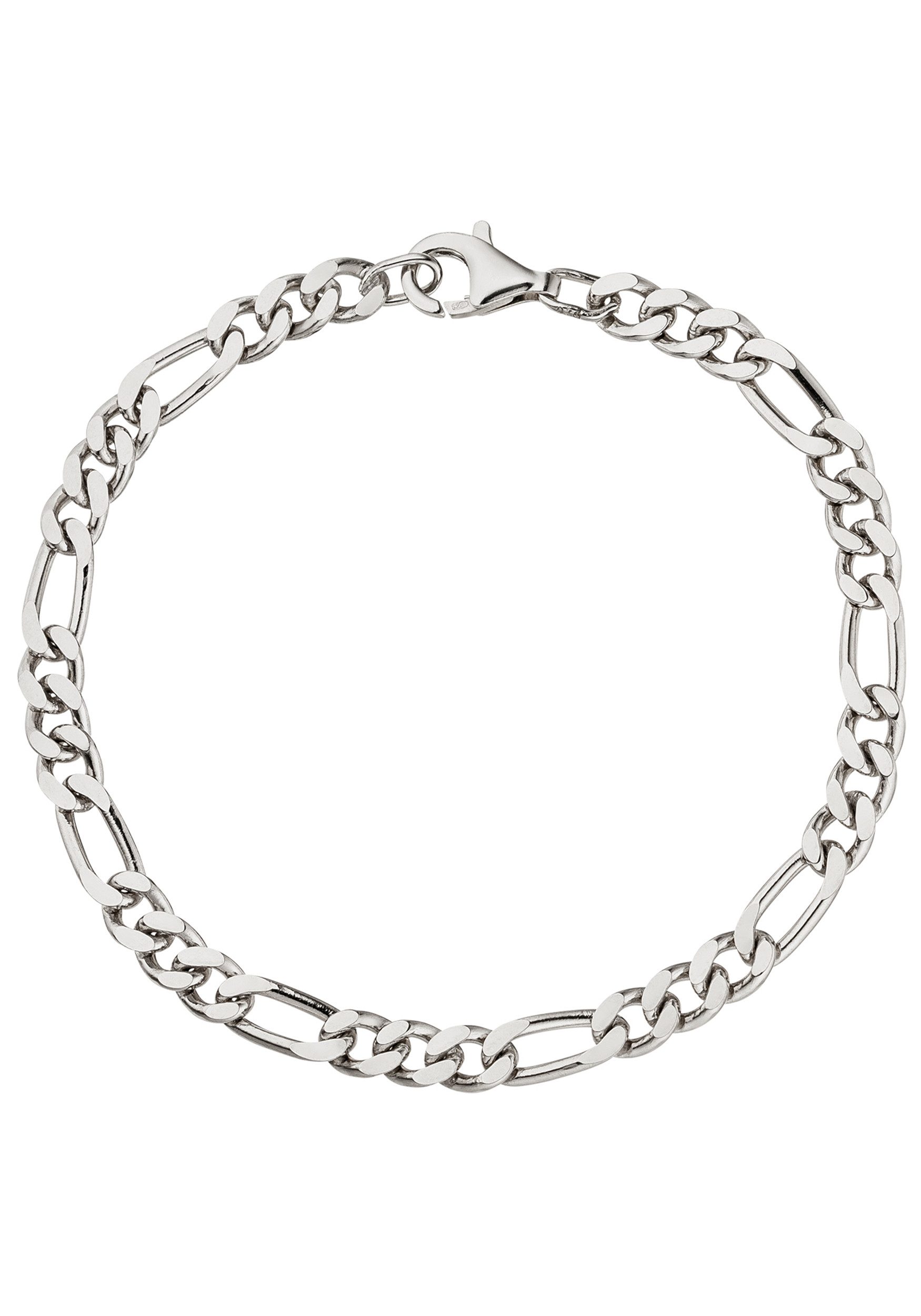 JOBO Silberarmband Herrenarmband Figaroarmband 5,3 mm, 925 Silber diamantiert 21 cm