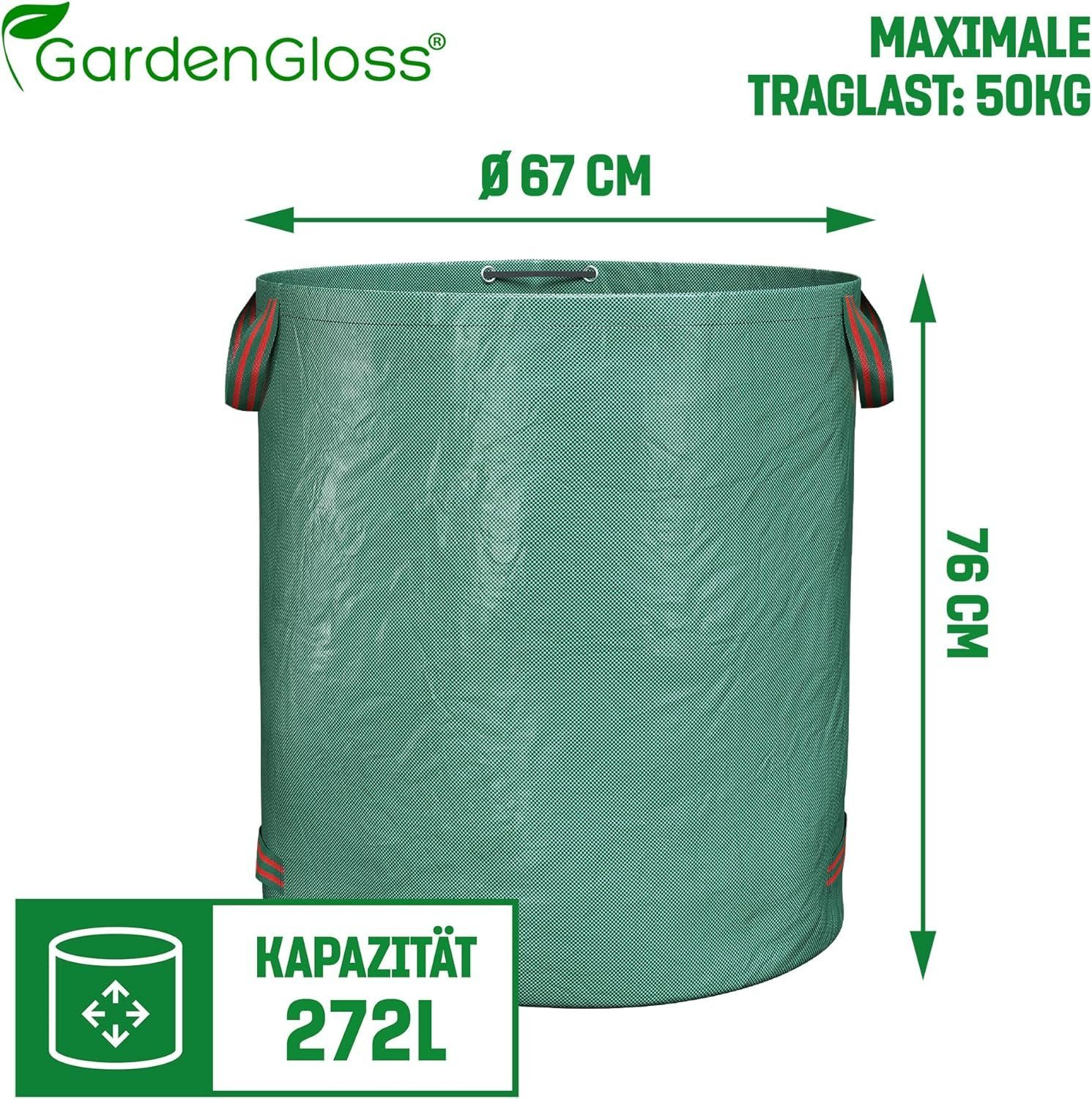 GardenGloss Gartensack Gartenabfallsäcke 272L - UV-Stabil, Wasserabweisend, Wiederverwendbar, (6-tlg)