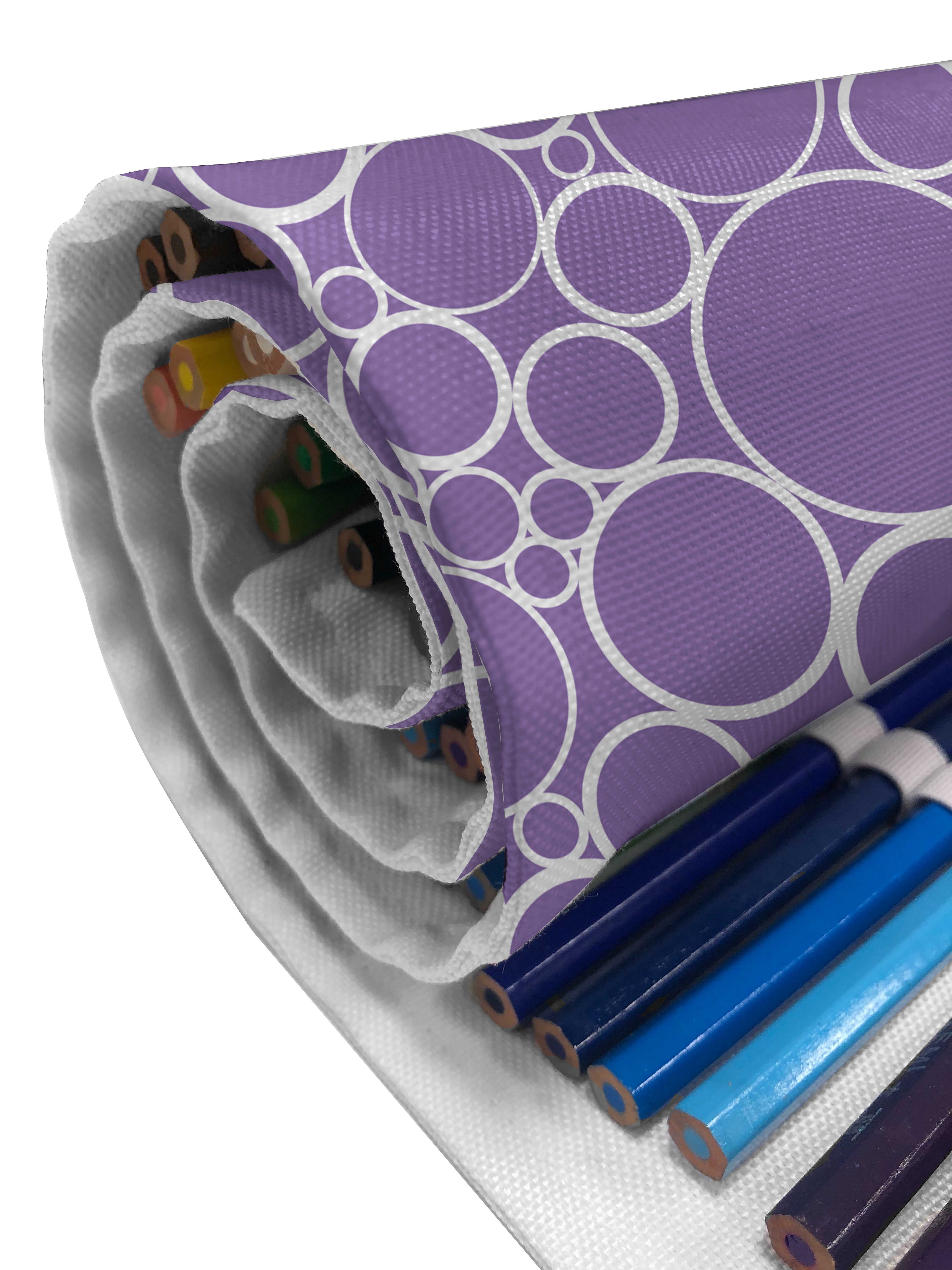 Abstrakte Abakuhaus Fractal-Kreise Segeltuch tragbar Stiftablage langlebig Organizer, Abstrakt und Weiß Federmäppchen Violett