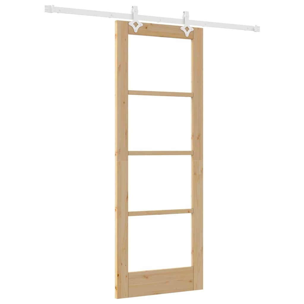 vidaXL Haustür Schiebetür 73,5 x 198,5 cm Massivholz Kiefer und Glas Natur (1-St)