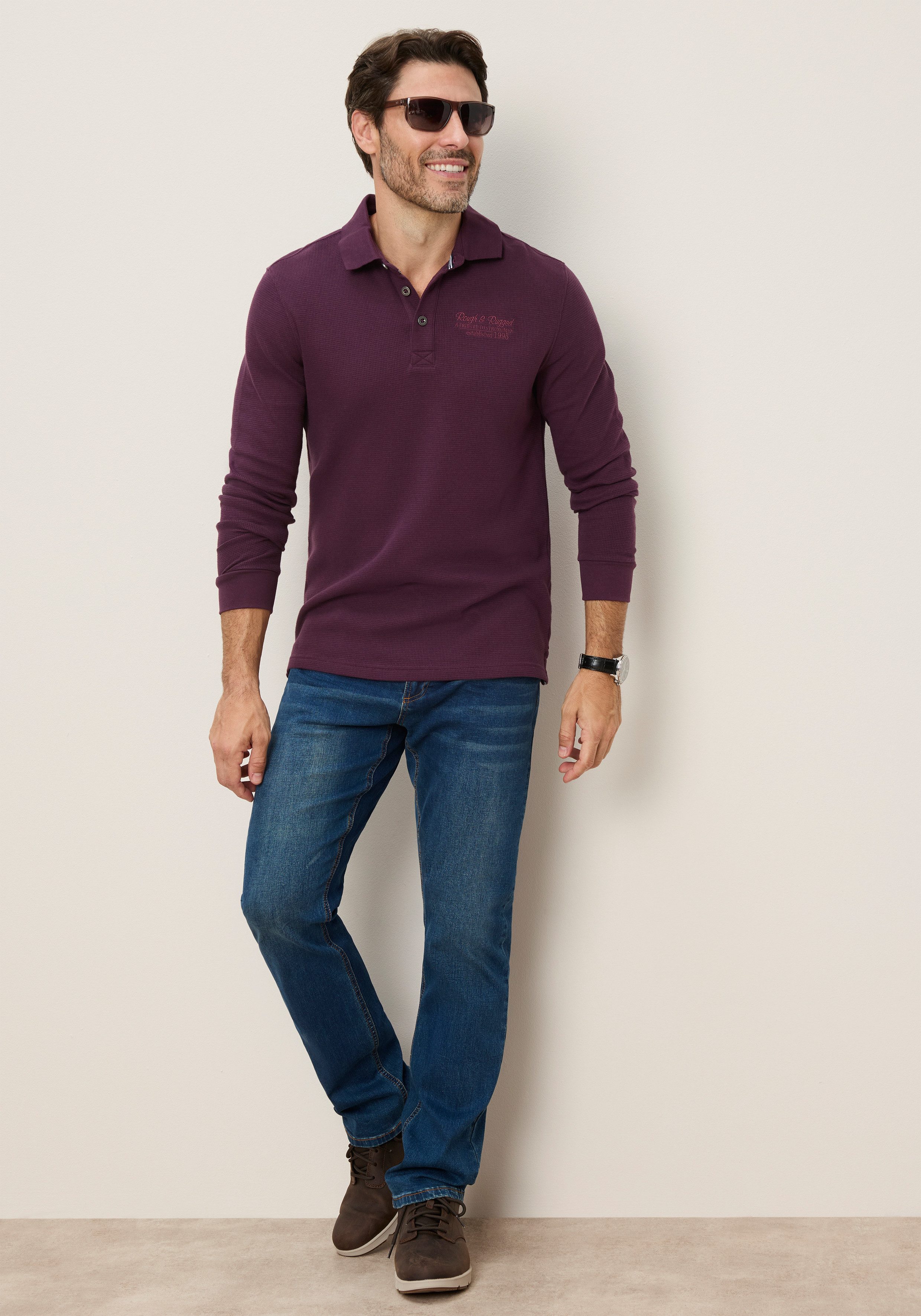 Man's World Poloshirt normale Passform, mit Langarm, klassischer Stil – Bild 5 von 5