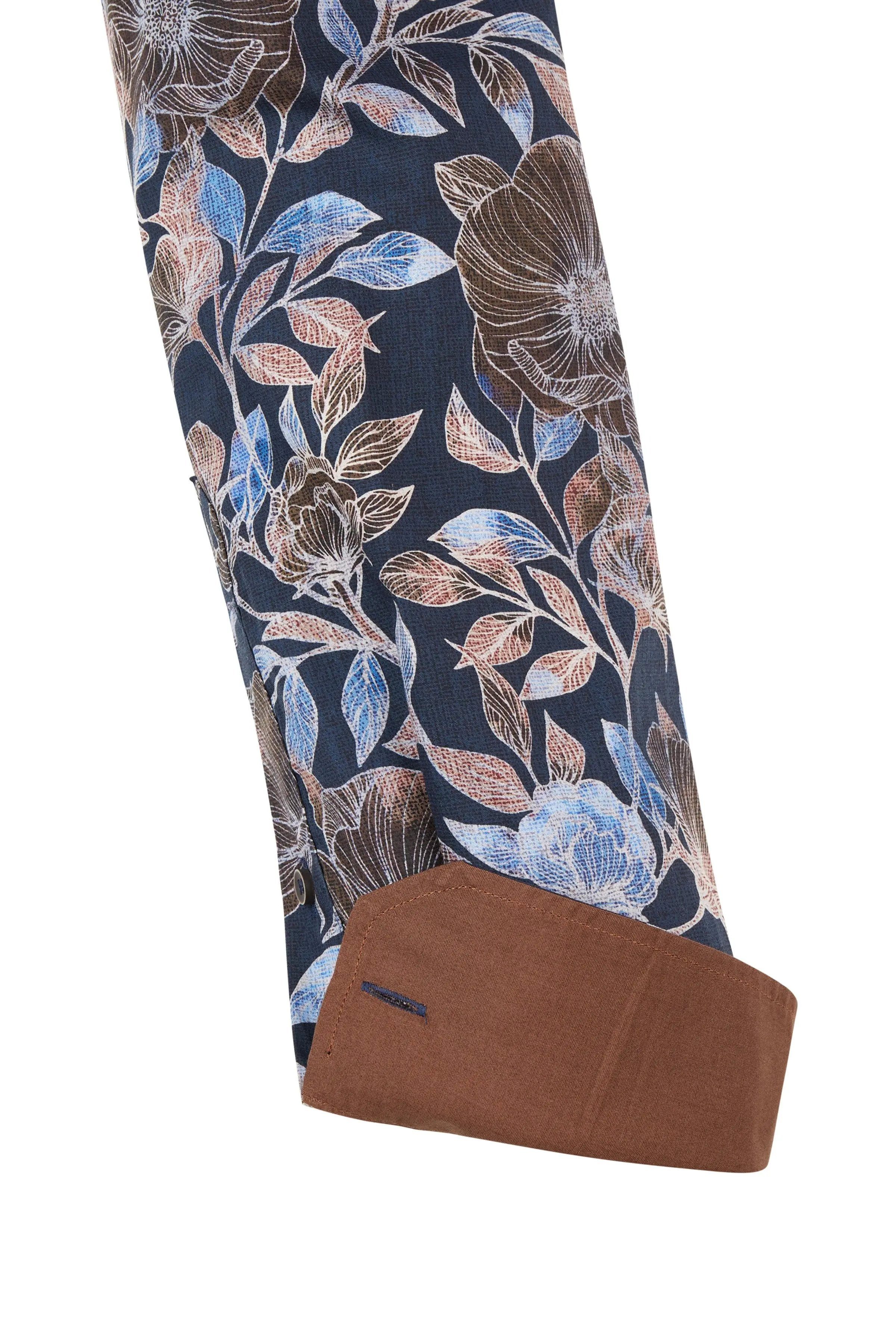 Haupt Langarmhemd Haupt Langarm Herrenhemd Modern Fit im Floralen Muster multicolor