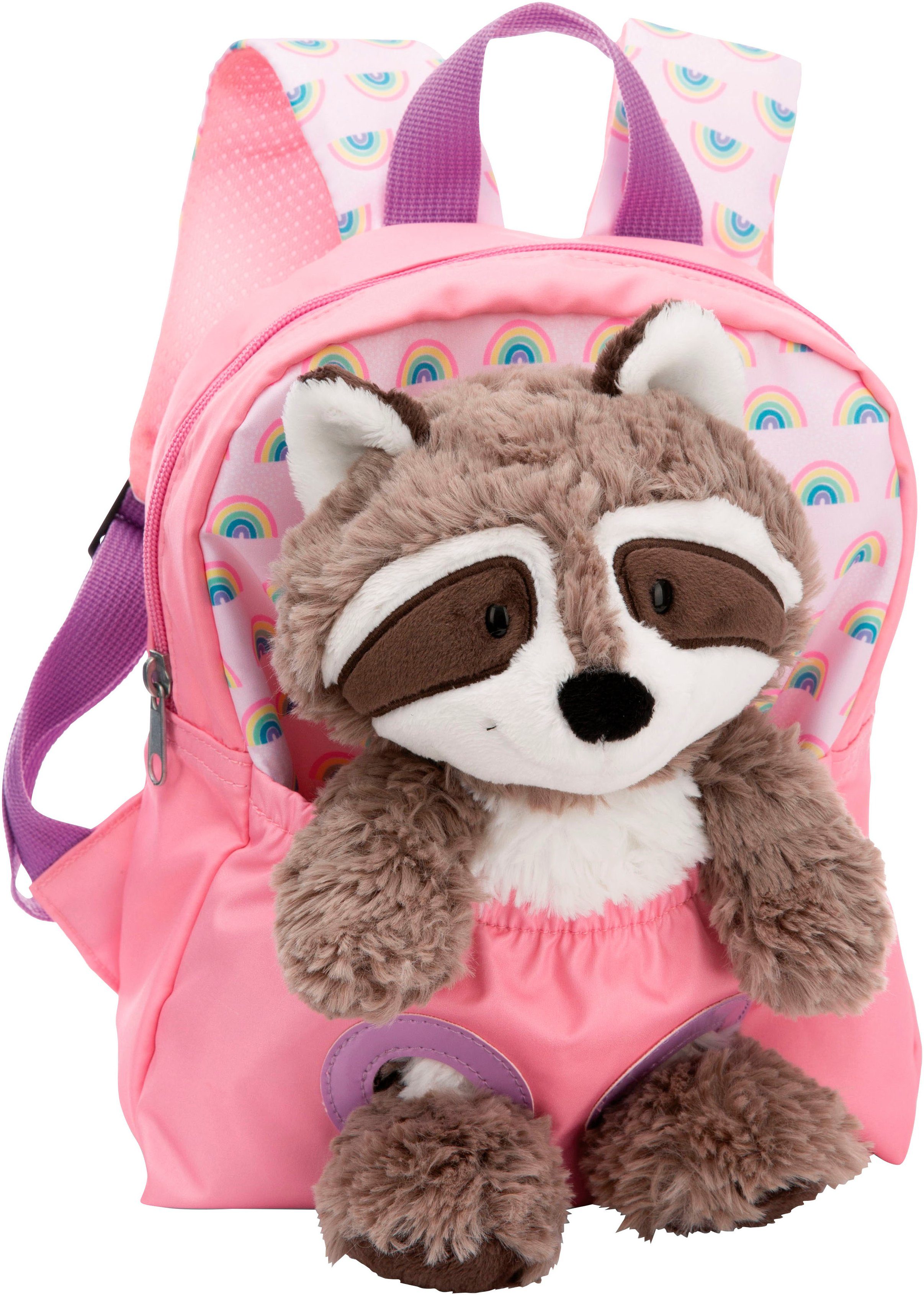 Nici Kinderrucksack Travel Friends, Rucksack mit Plüsch Waschbär, 25 cm