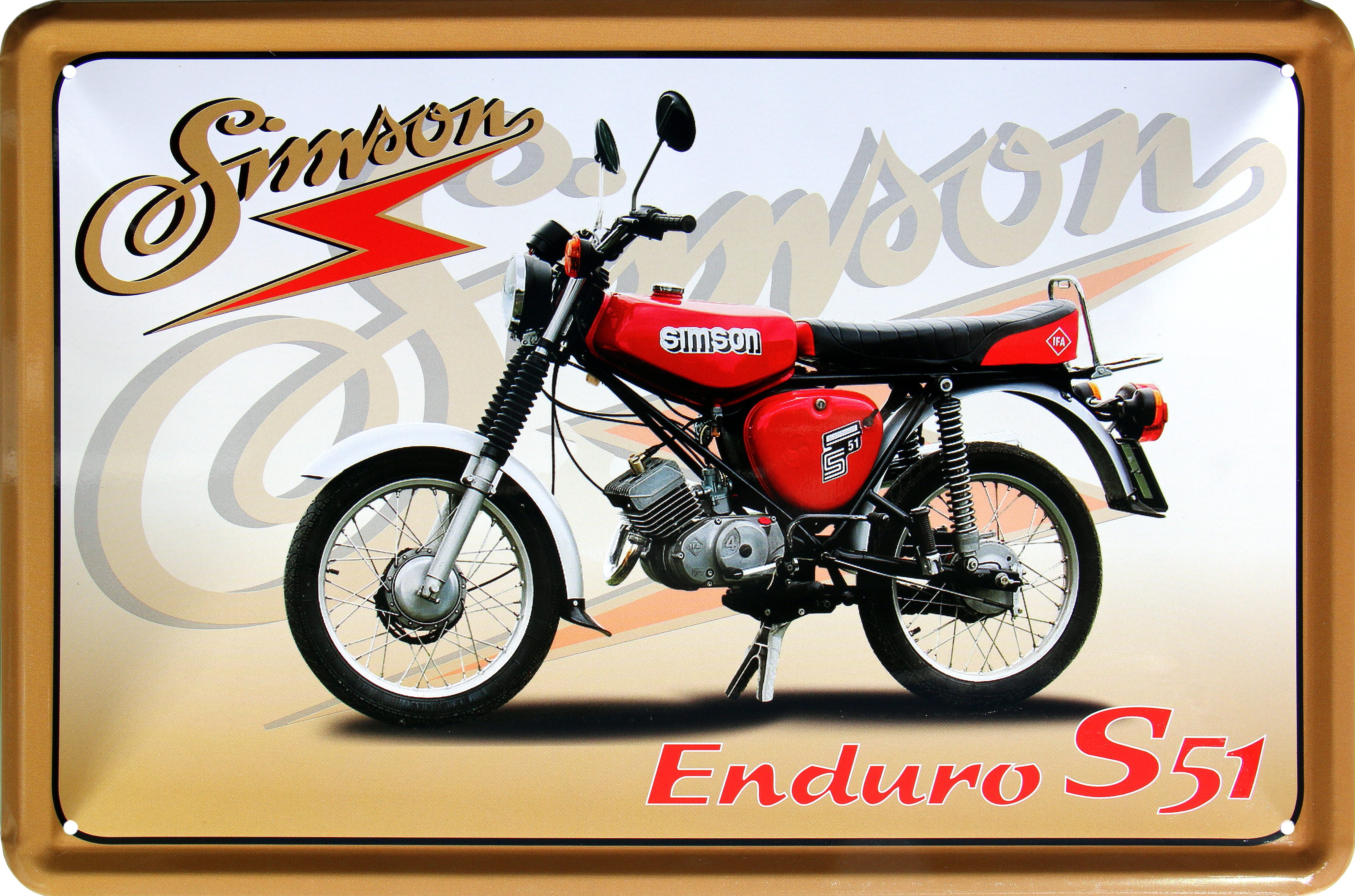 WOGEKA ART Metallbild Simson enduro S51 - 20 x 30 cm Retro Blechschild DDR günstig online kaufen