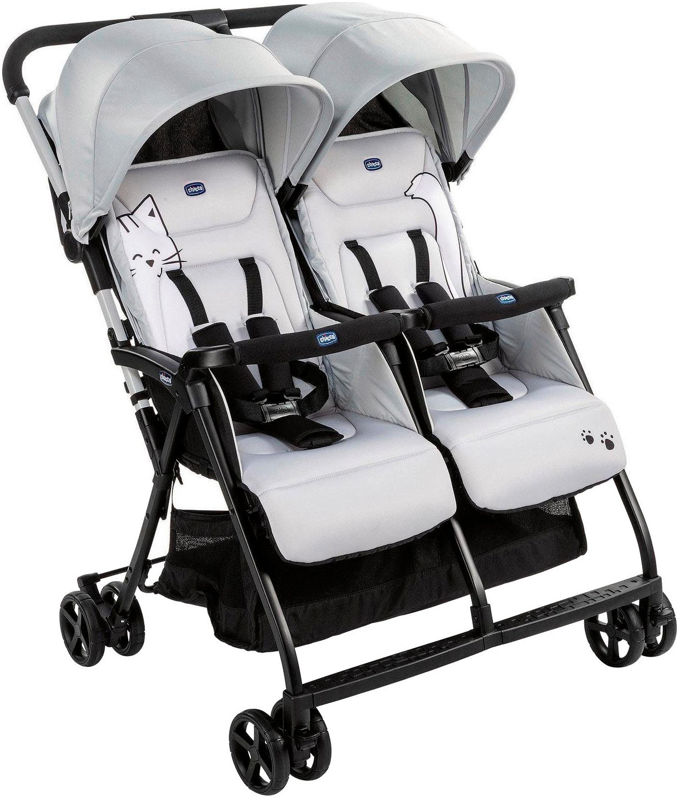 Chicco Zwillingsbuggy OHlalà Twin, Silver Cat, Zwillingskinderwagen