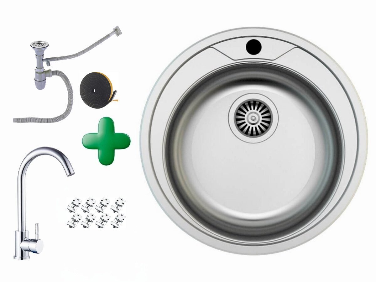 Faizee Home Edelstahlspüle Einbauspüle mit Armatur – Edelstahl Komplettset günstig online kaufen