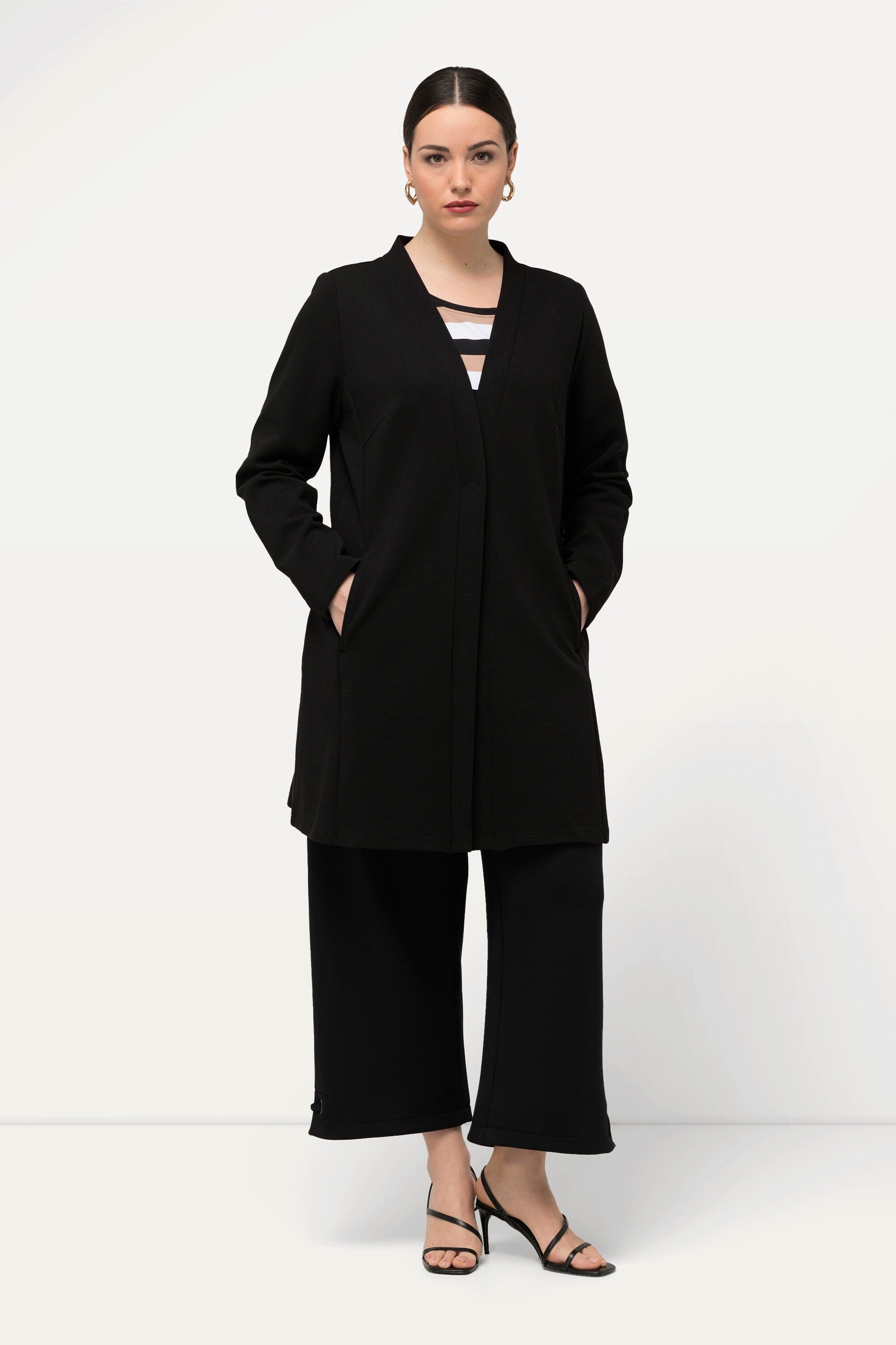 Sommerjacke Jerseyjacke V-Ausschnitt Druckknopf Langarm