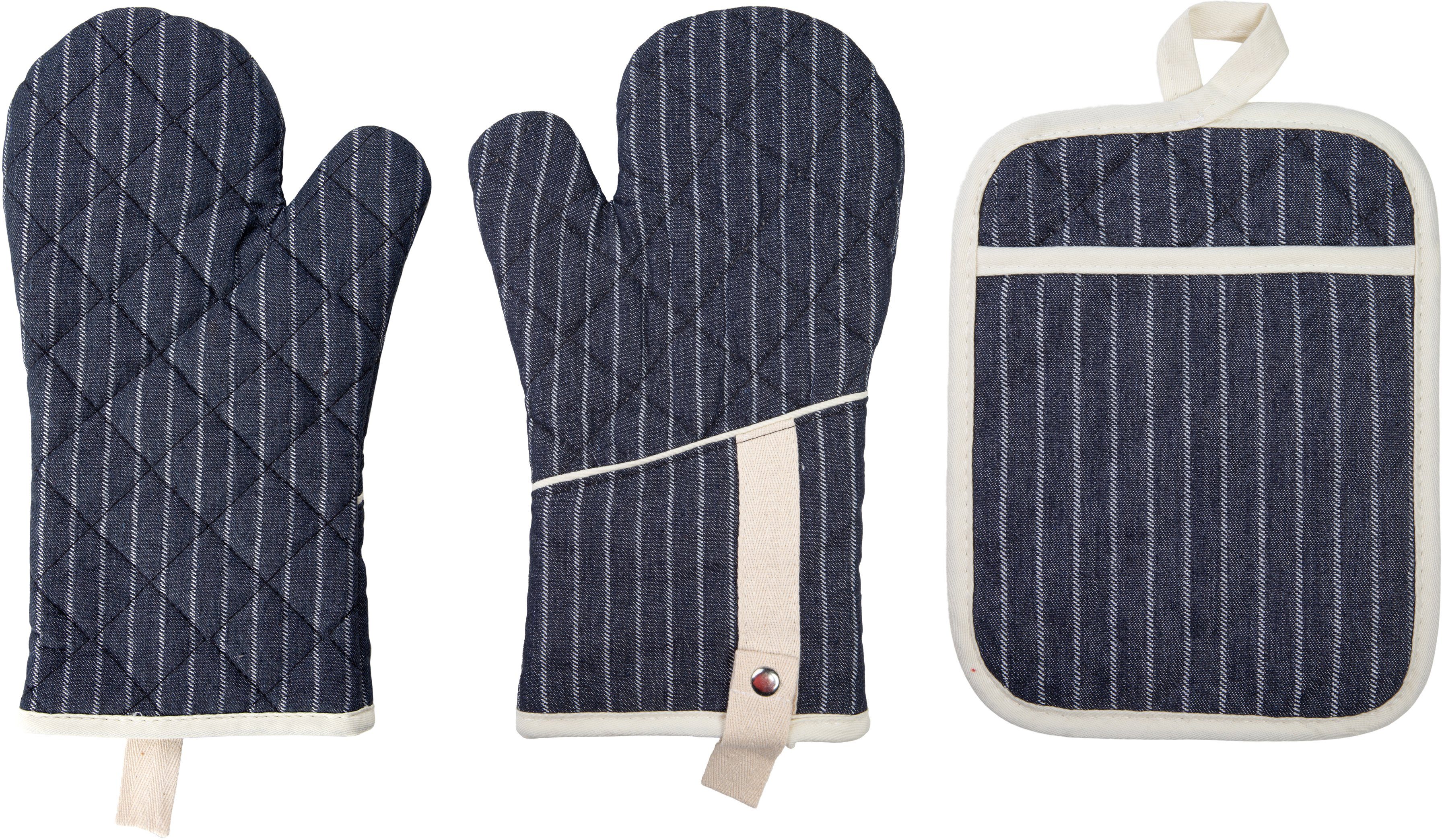stuco Topfhandschuhe gestreift, (Set, 3-tlg., bestehend aus 2x Ofenhandschu günstig online kaufen
