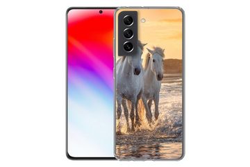 MuchoWow Handyhülle Pferde - Wasser - Strand - Tiere, Phone Case, Handyhülle Samsung Galaxy S21 FE, Silikon, Schutzhülle