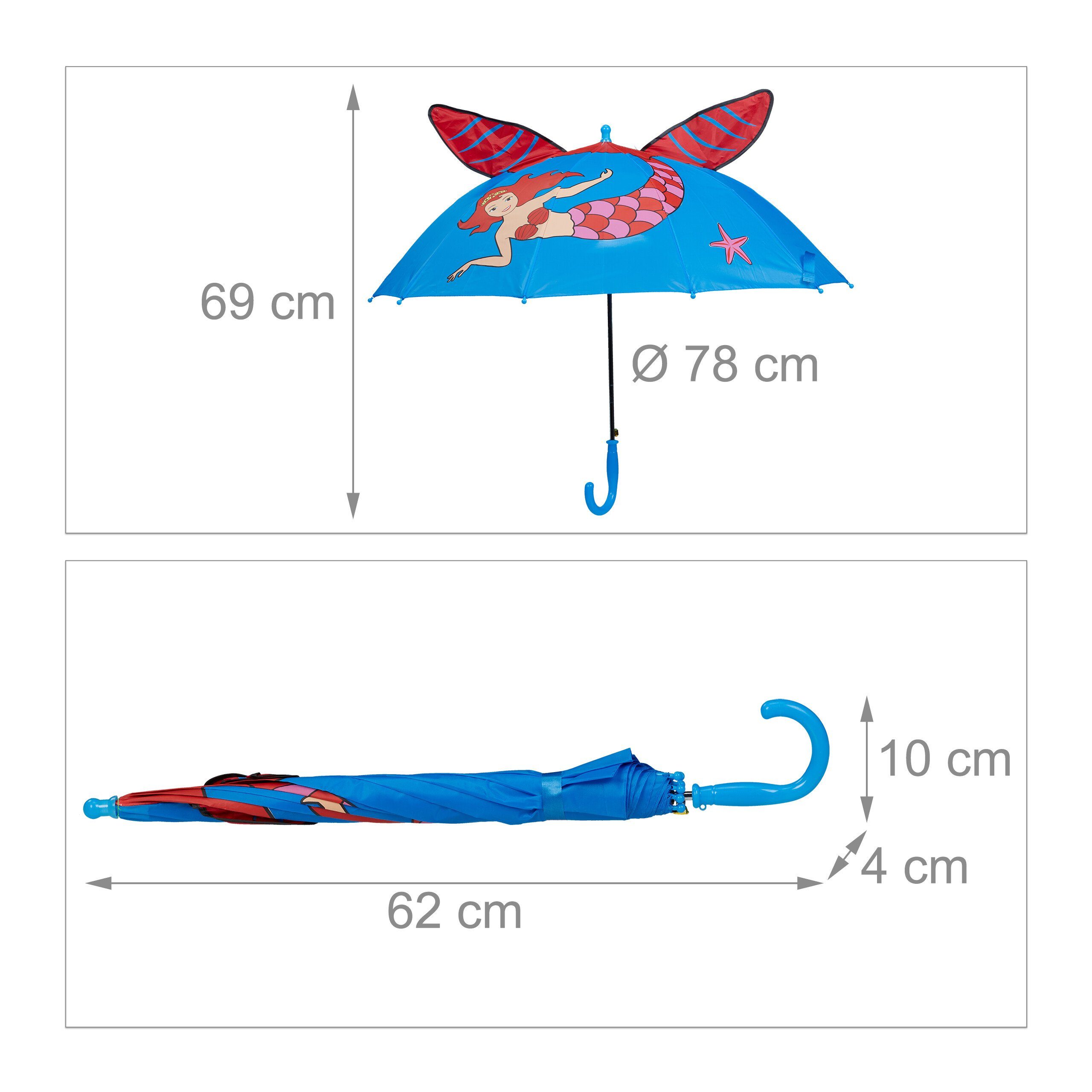 Kinder relaxdays "Meerjungfrau" Regenschirm Stockregenschirm