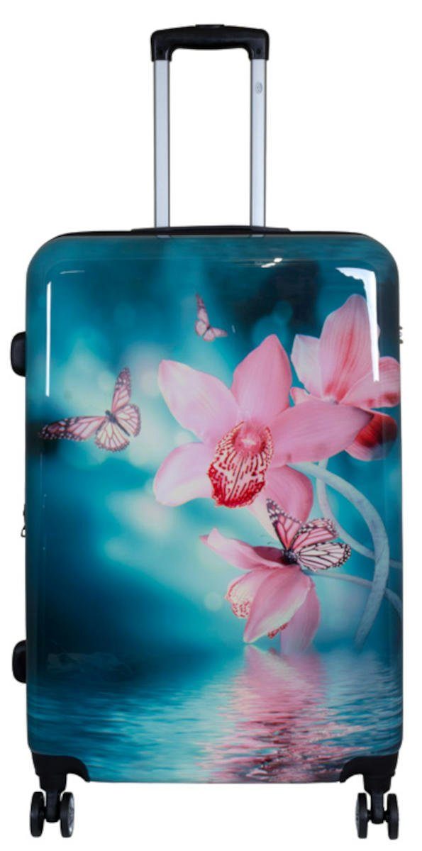 Warenhandel König Hartschalen-Trolley Orchidee, 4 Rollen, mit Motiv, Dehnfa günstig online kaufen