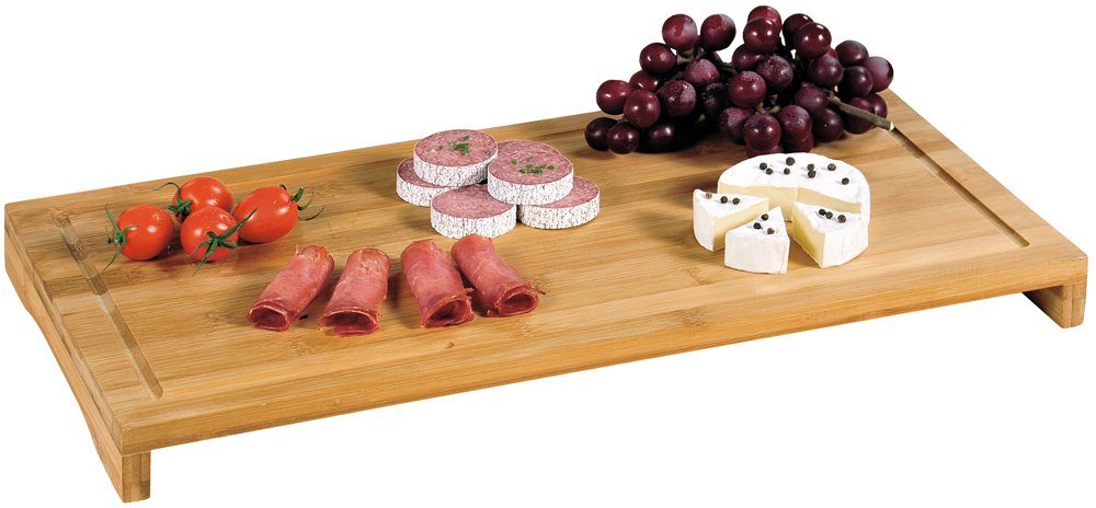 KESPER® Schneide- und Abdeckplatte Servierbrett, Bambus, (1 tlg), vier rutschfeste Elastikfüße