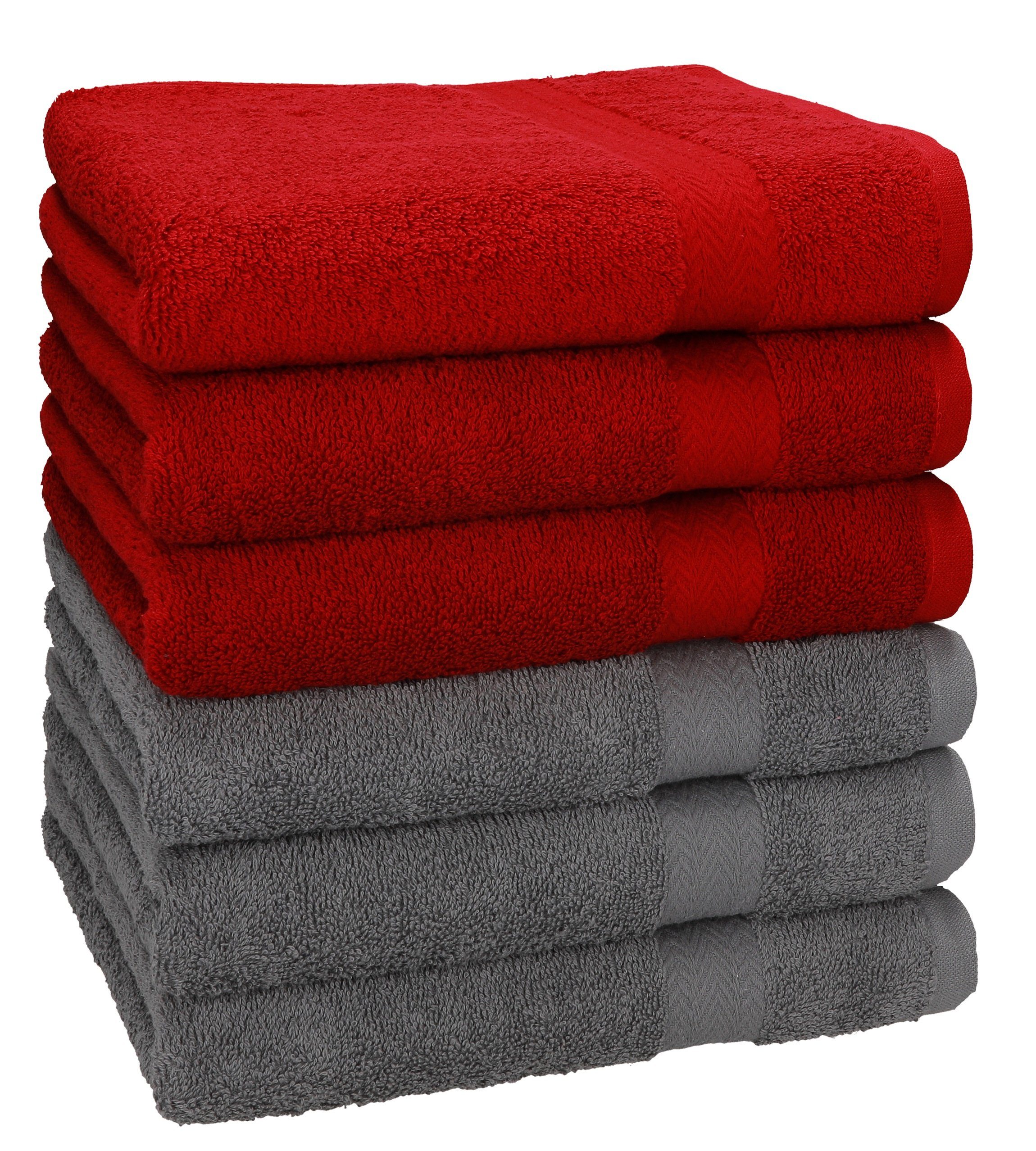100 Premium Baumwolle (6-St) Handtuch Grau, x Handtücher 100% Farbe 6 Set cm Größe 100% Handtücher 50 Baumwolle dunkelrot/anthrazit Stück Betz
