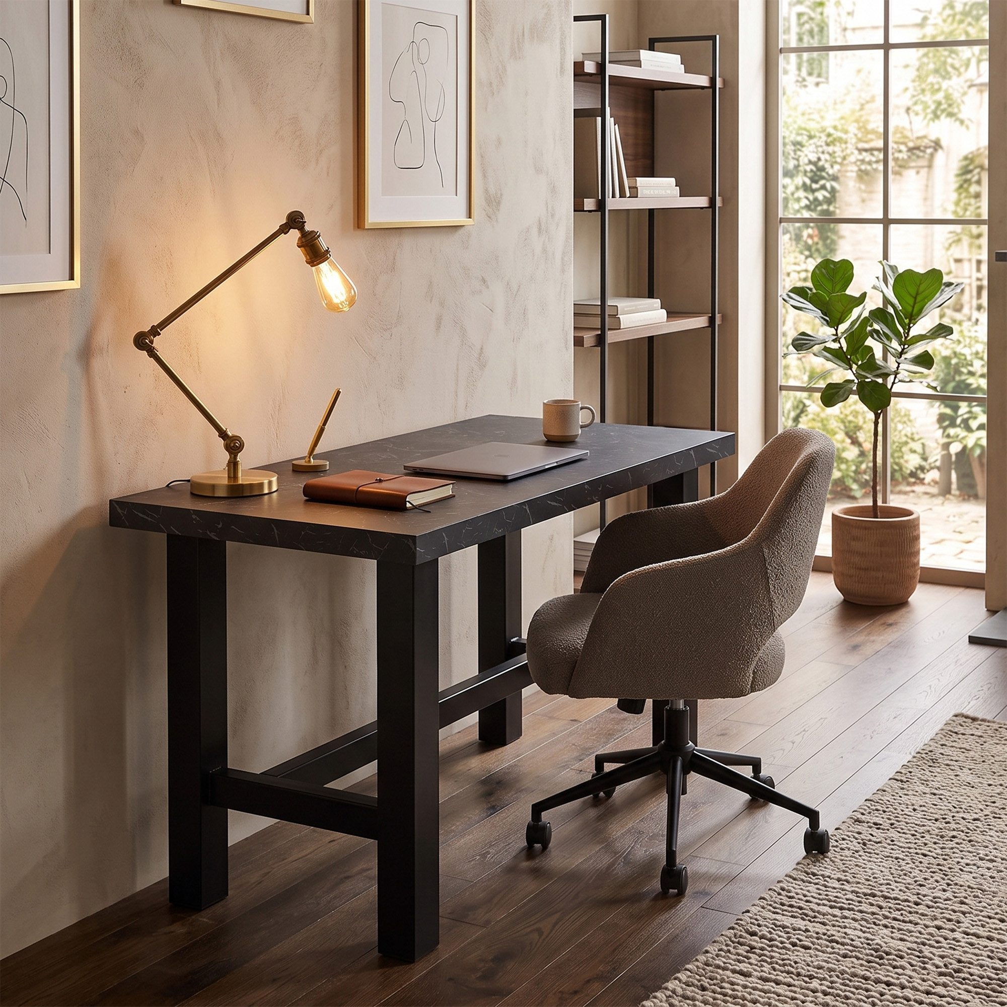 DUBI Möbel Schreibtisch THOR, Stabiler Schreibtisch für Home Office & Gaming - Industrial, 120/160cm