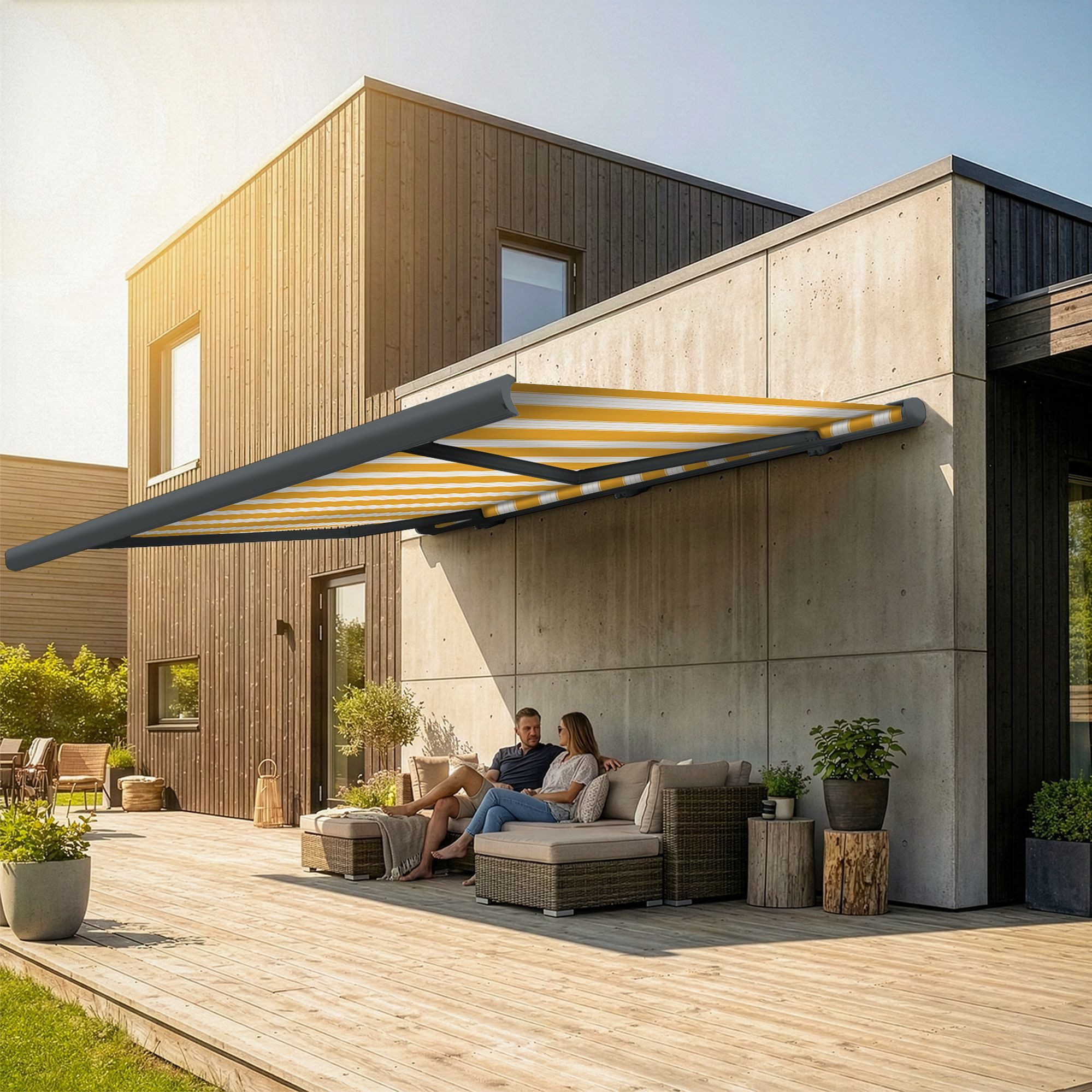 Eclipse Kassettenmarkise elektrische Vollkassettenmarkise 2x1,5m Basaltgrau, freie Tuchwahl