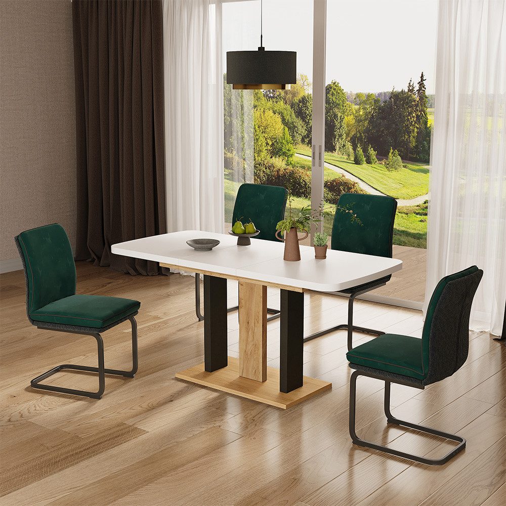 Vicco Esstisch Fenaro, Weiß/Schwarz/Goldkraft Eiche, 120 x 80 cm 2 Teile (1-St)