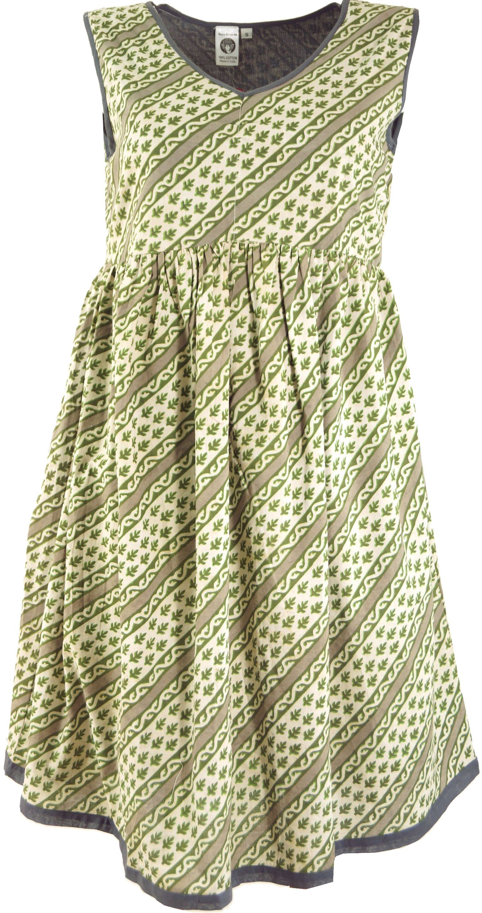 Guru-Shop Midikleid Minikleid, Boho Tunikakleid, BlockdruckTunika günstig online kaufen