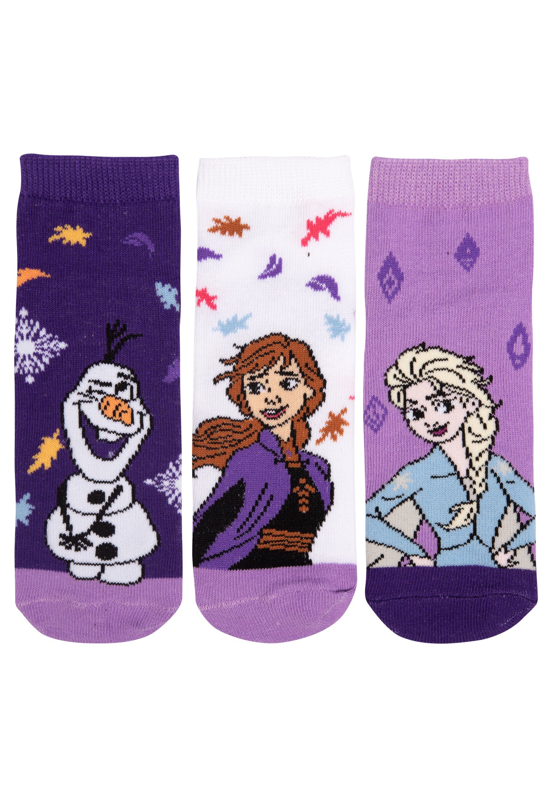 Frozen Söckchen Die Eiskönigin Lila 3er Mädchen Disney Socken United Pack Labels® Socken