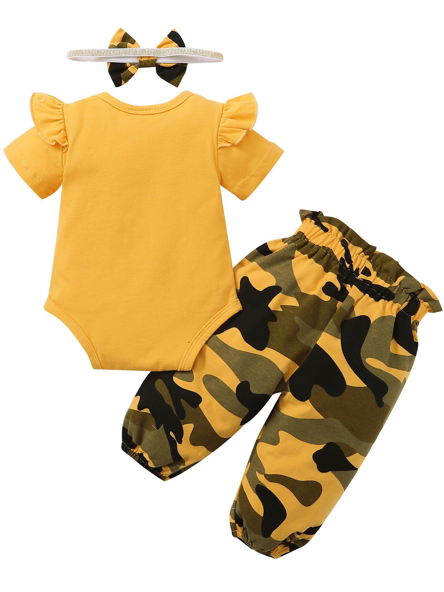 Kinder Mädchen (Gr. 50 - 92) LAPA Shirt, Leggings & Haarband LAPA Baby Mädchen 3-tlg Set, Camouflage-Elemente