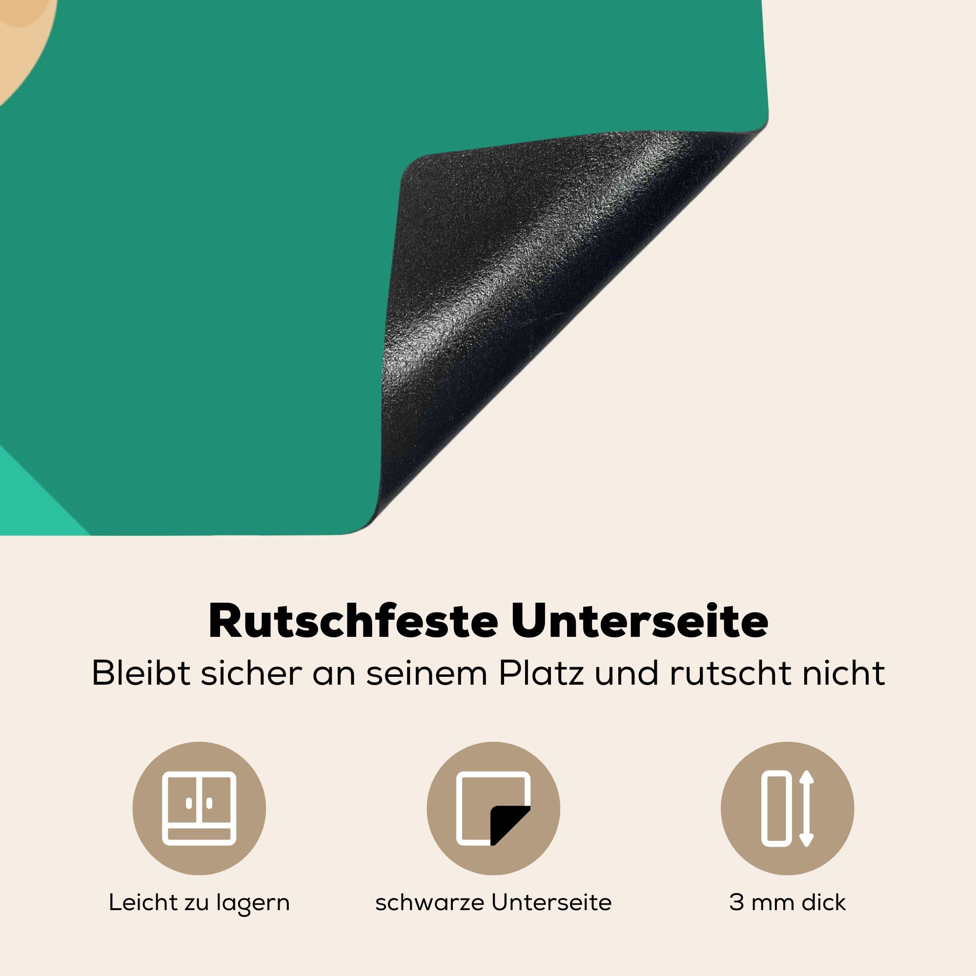 Burritos tlg), Käse eines Arbeitsplatte Ceranfeldabdeckung, grünem auf cm, MuchoWow Vinyl, mit Herdblende-/Abdeckplatte Design für 78x78 (1 Hintergrund, küche