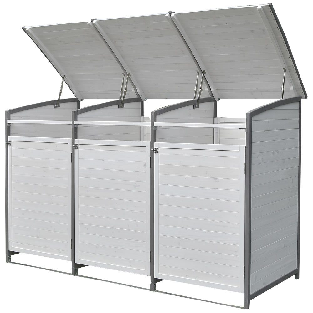 Feel2Home Mülltonnenbox Mülltonnenverkleidung Grau/Weiß Anbaubox 2x 120L oder 240L Gartenbox (Stück, 1 St., Anbaubox), 240 L