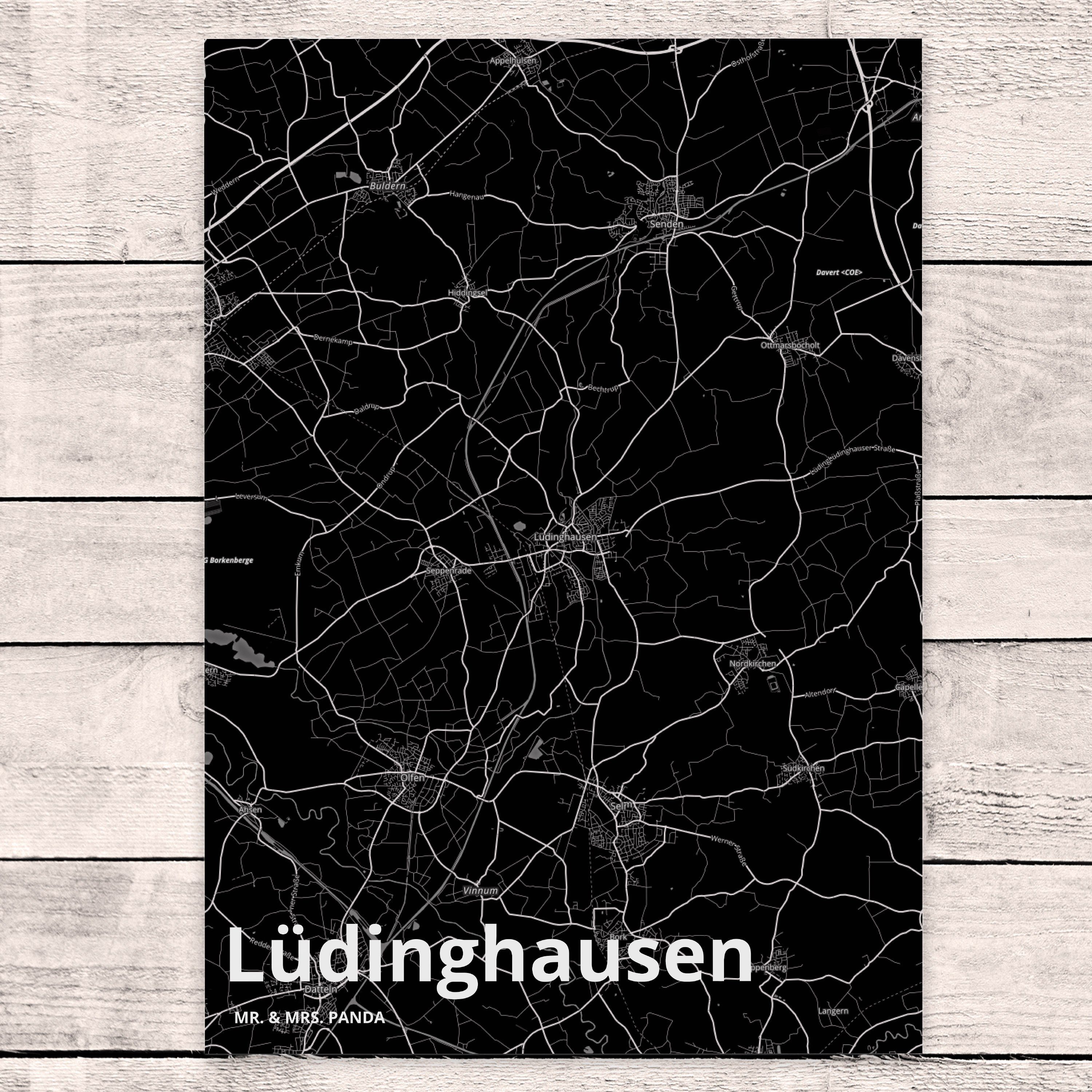 Mr. & Mrs. Lüdinghausen Stadt, Panda Geschenk, Ansichtskarte, Dankeskarte - Einladung, Postkarte