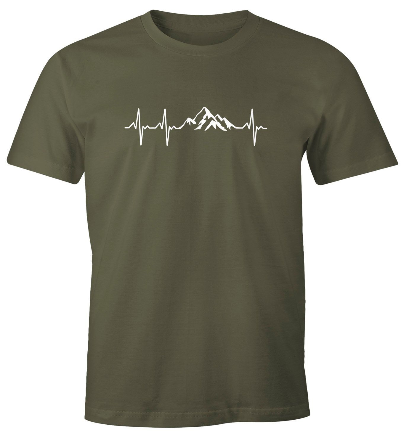 Print-Shirt Herren T-Shirt Berge Wandern Herzschlag Puls EGK Geschenk für